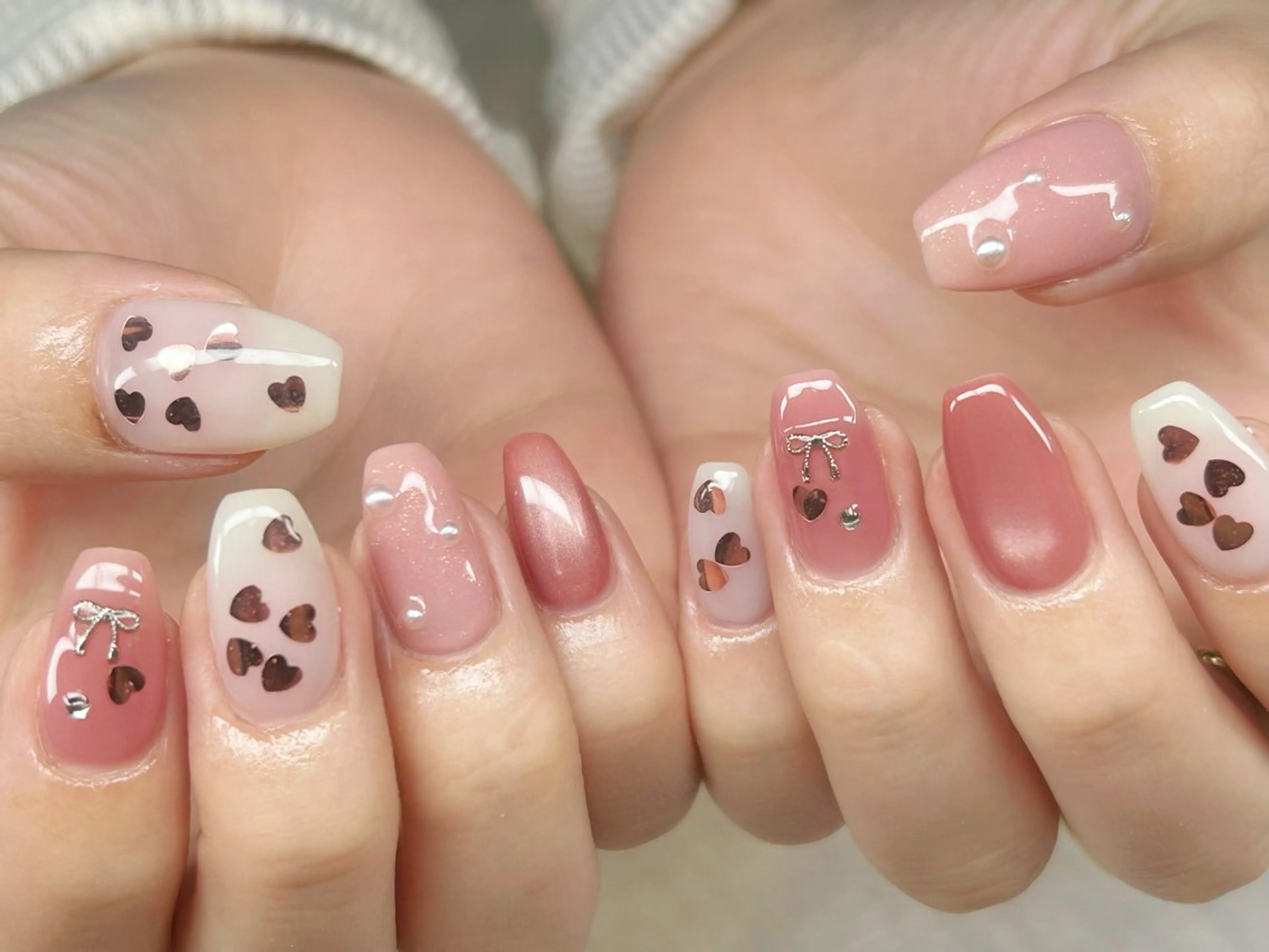 ネイル アートネイル チークネイル 成人式 入学式 長さ出し ハンドネイル Lino Nailのネイルデザイン