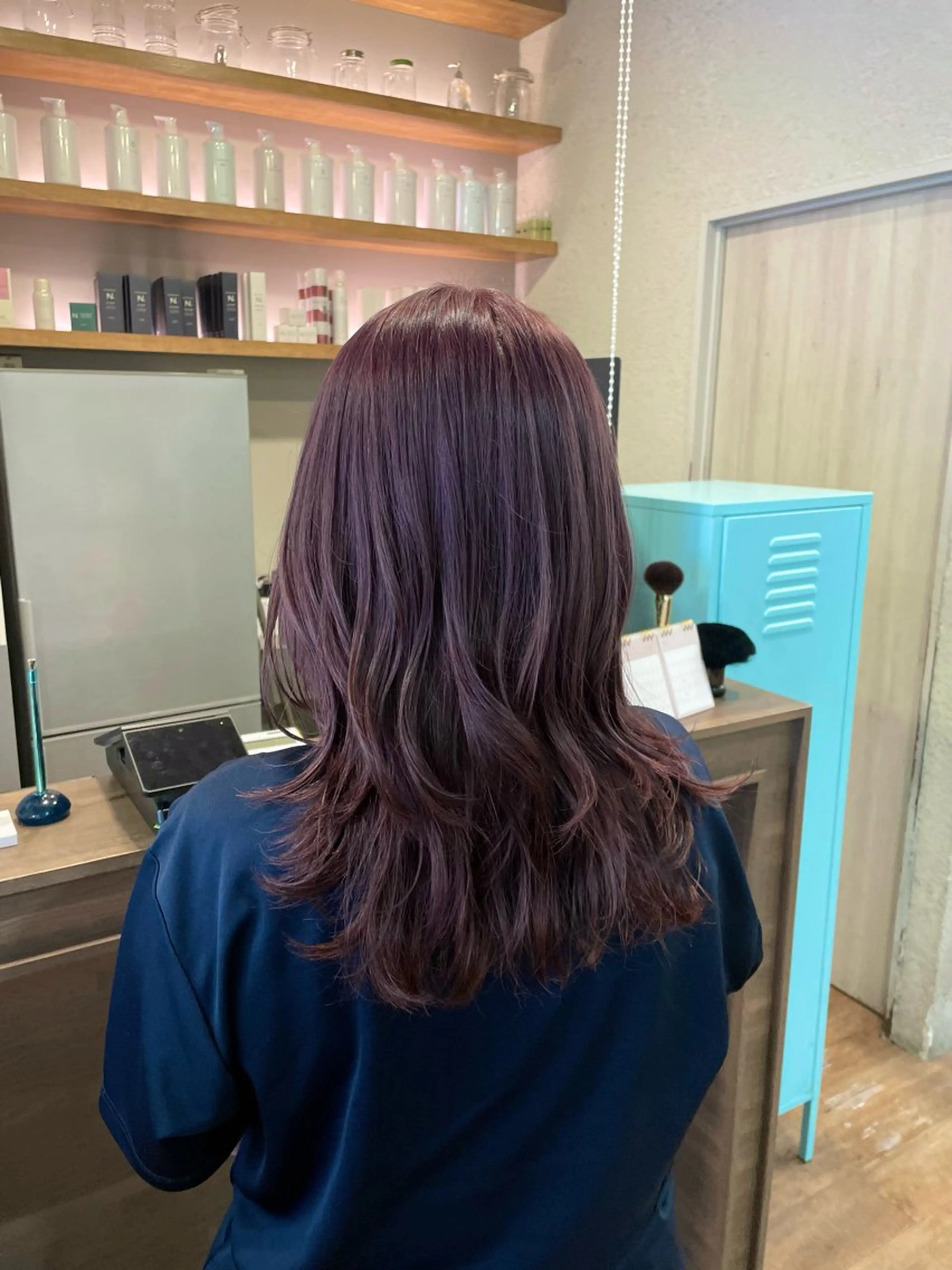セミロング ピンクラベンダー ヘアカラー トリートメント オオシマ ミユのヘアスタイル