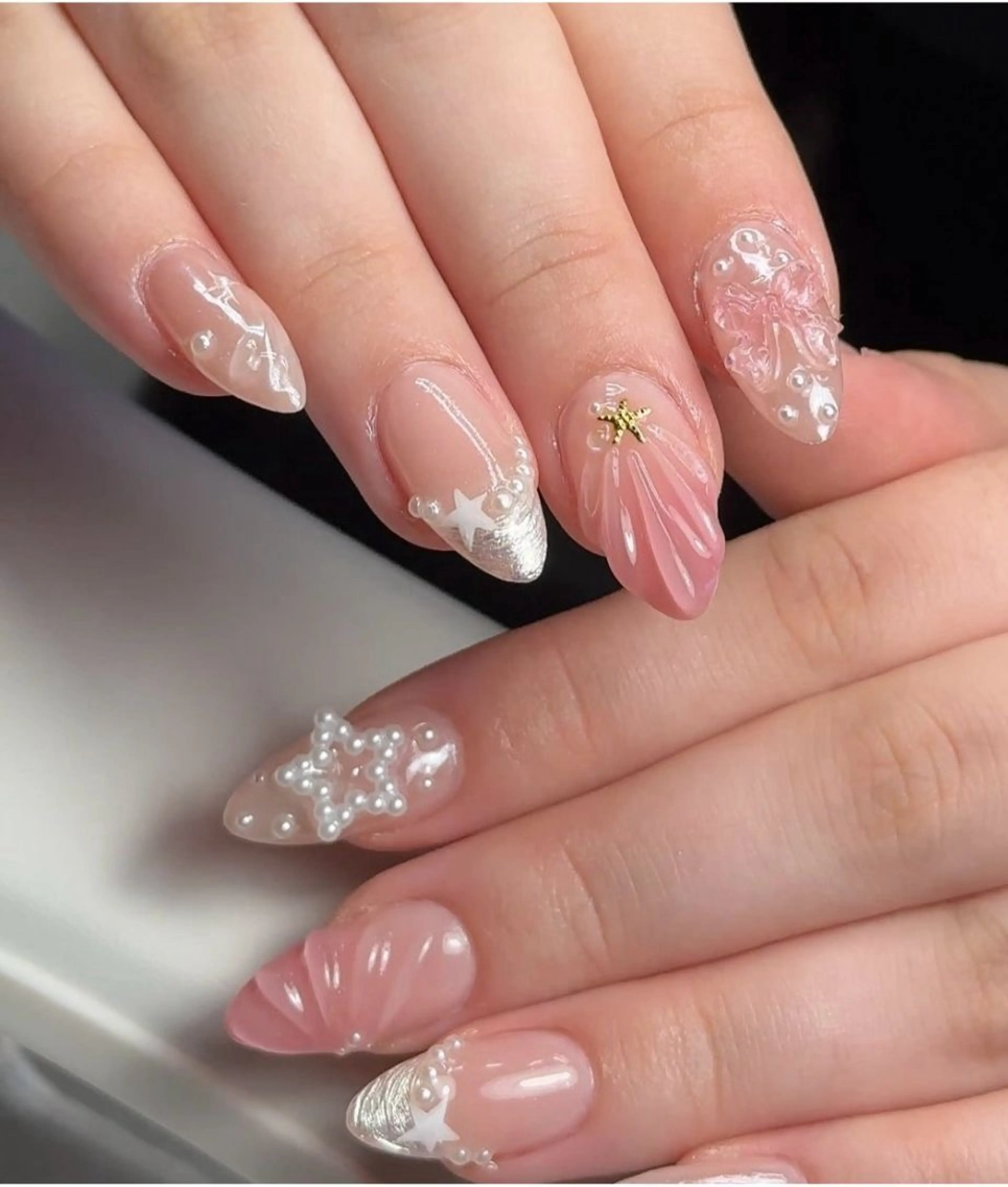 ネイル 長さ出し フレンチネイル グラデーション 卒業式 マグネットネイル Sora nail 長さ出し専門店のネイルデザイン