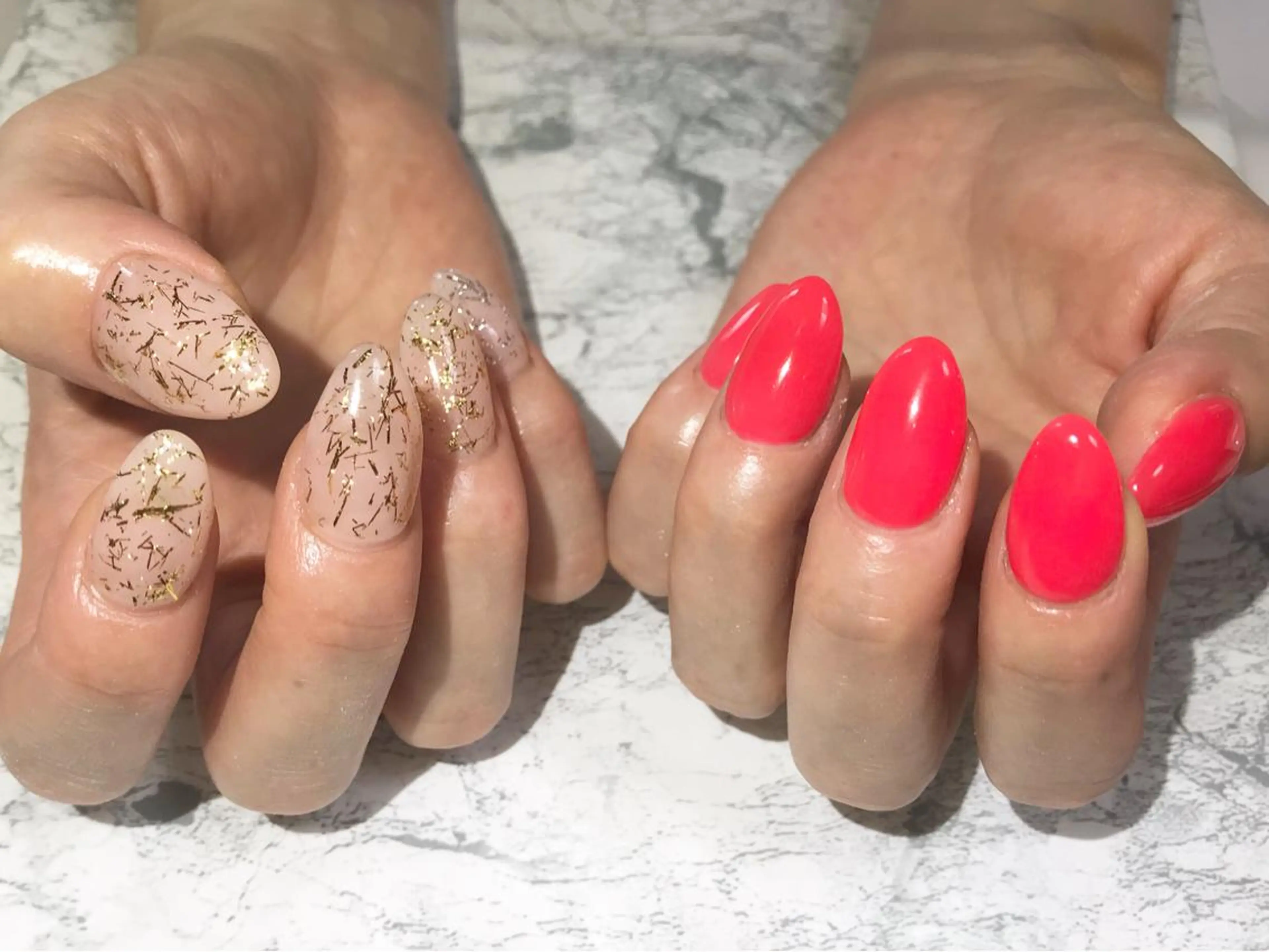 ネイル フットネイル ニュアンスネイル 赤色 シンプルネイル 春ネイル nail fufla ♡yamane♡のネイルデザイン