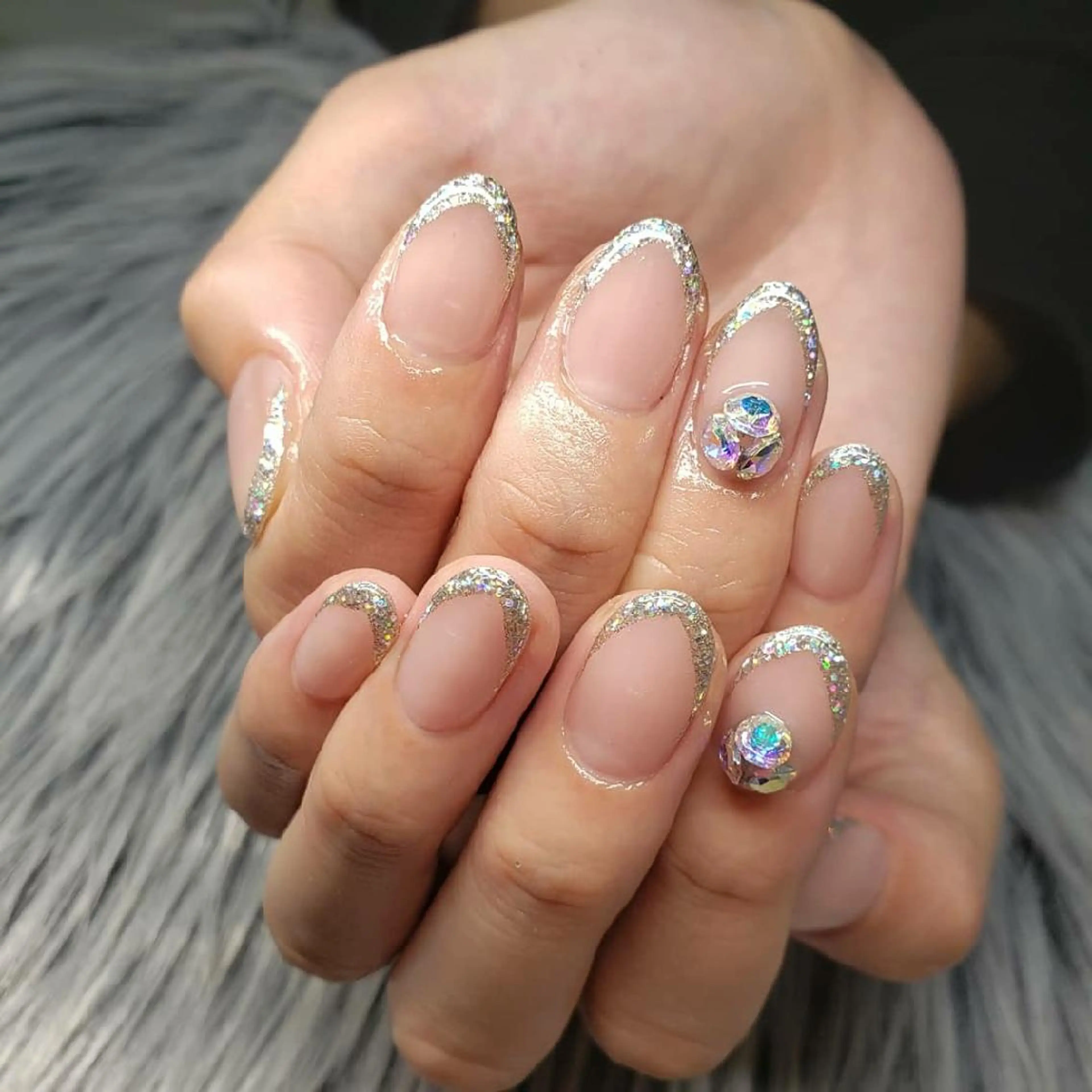 ネイル フレンチネイル キラキラネイル ラメ(グリッター) ストーンネイル ブライダルネイル Nail salon Coco【溝の口駅】のネイルデザイン