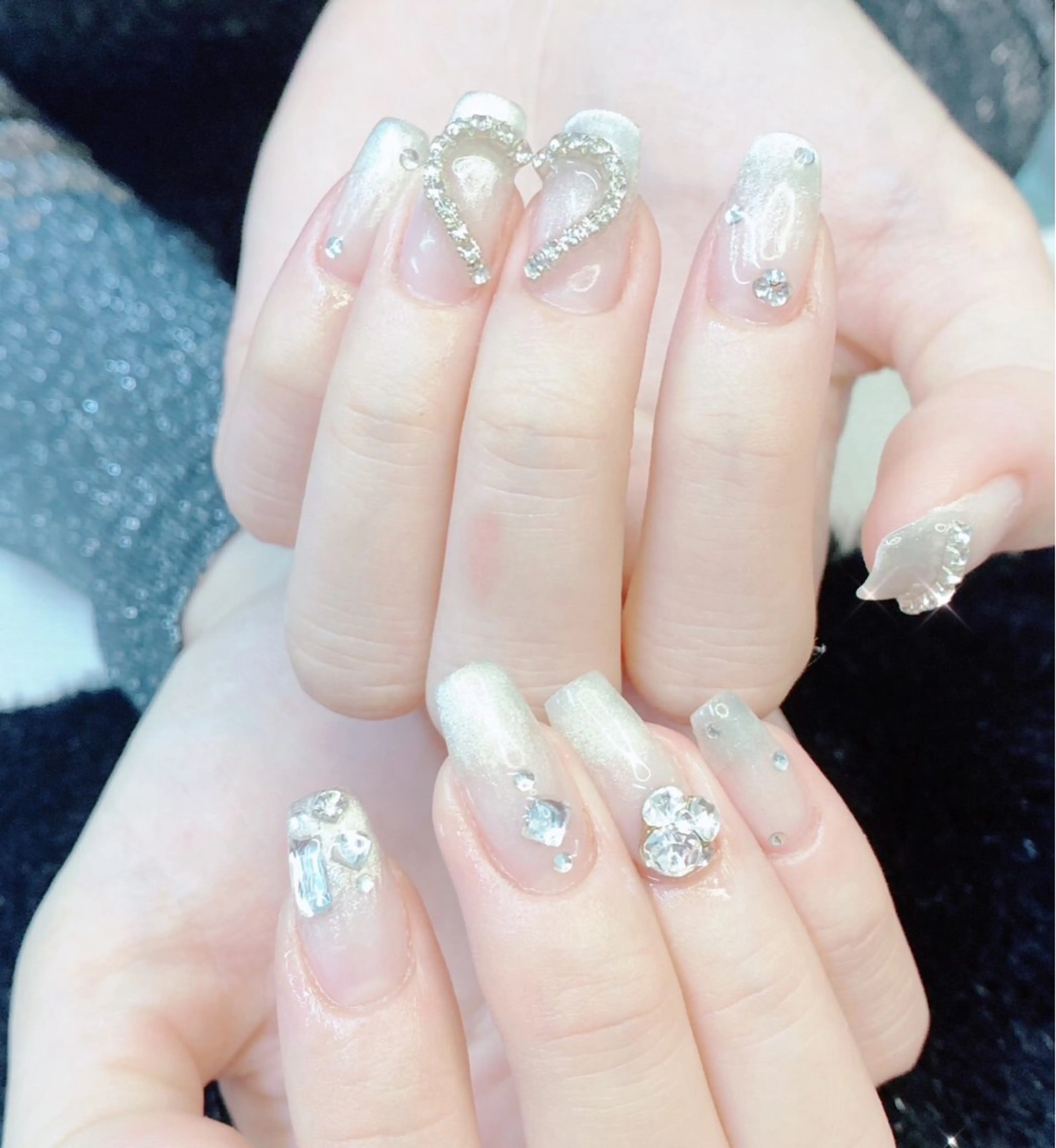 ネイル オーロラネイル フットネイル ジェルネイル ハート 韓国ネイル 大門浜松町 ネイルのネイルデザイン