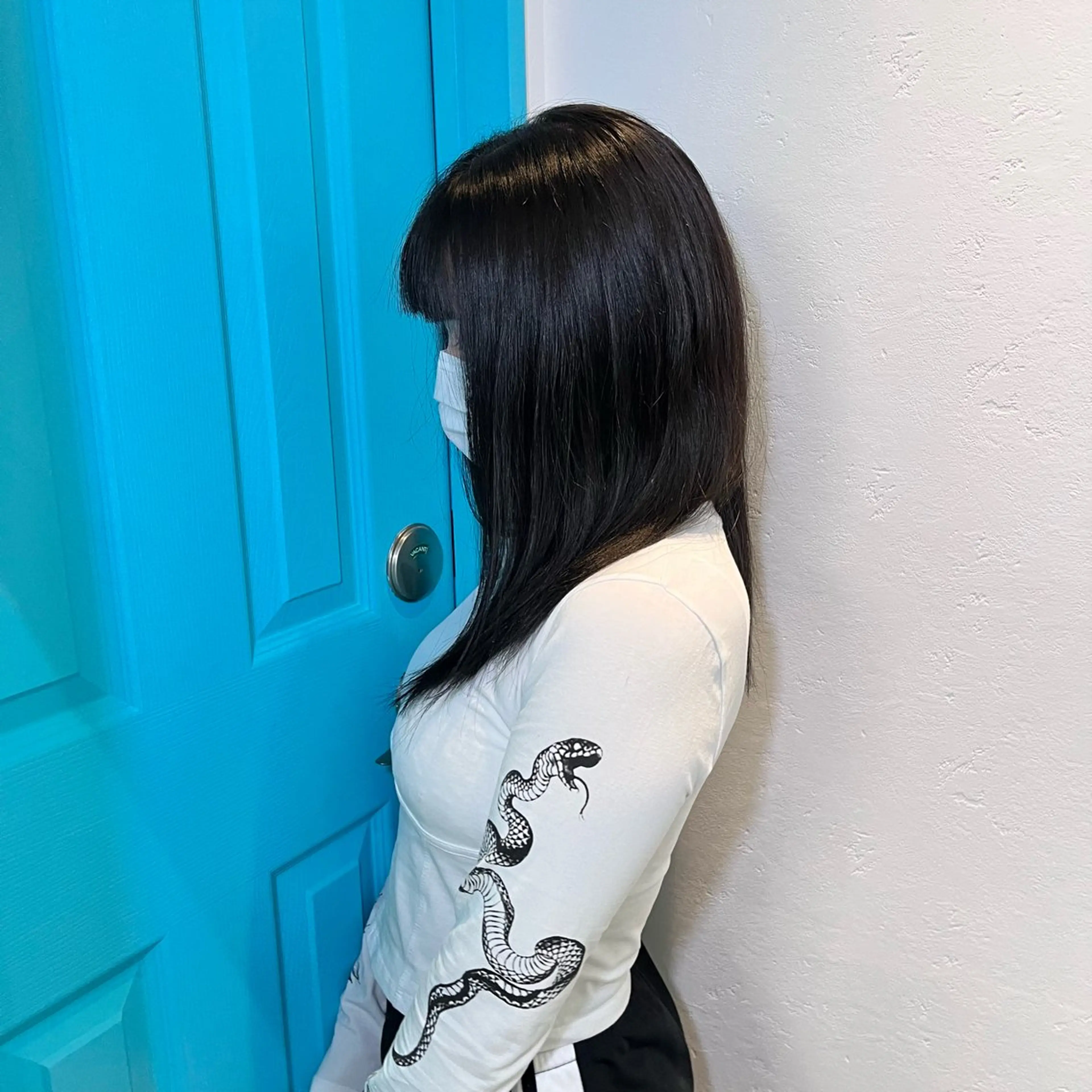 カラー 黒髪 ブルーカラー ブルーブラック ブリーチ/縮毛矯正 ❤️‍🔥シンノスケのヘアスタイル