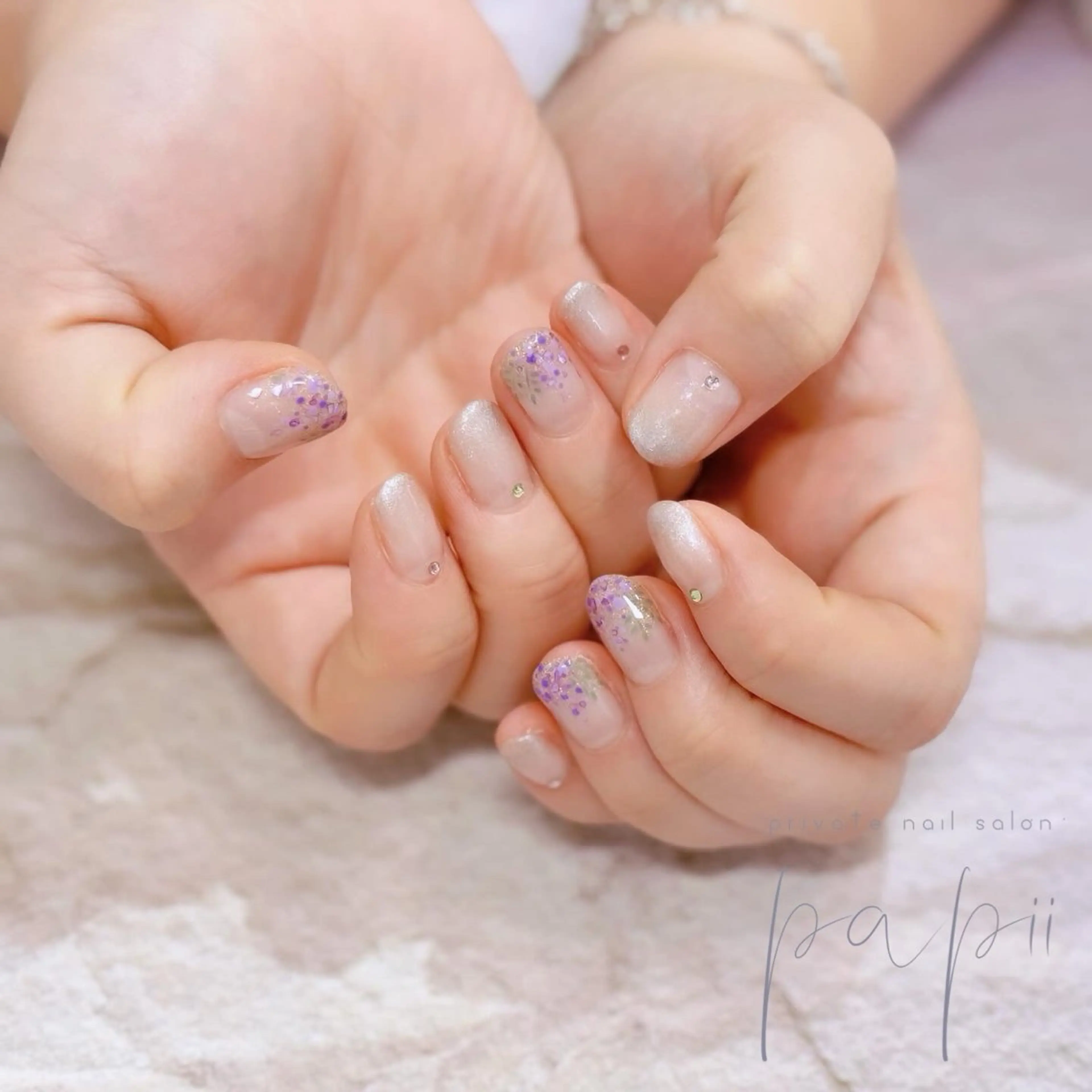 ネイル アートネイル ジェルネイル グラデーション ラメ(グリッター) ラメグラデーション ハンドネイル private nail salon papii所属・papii☆ kurodaのネイルデザイン