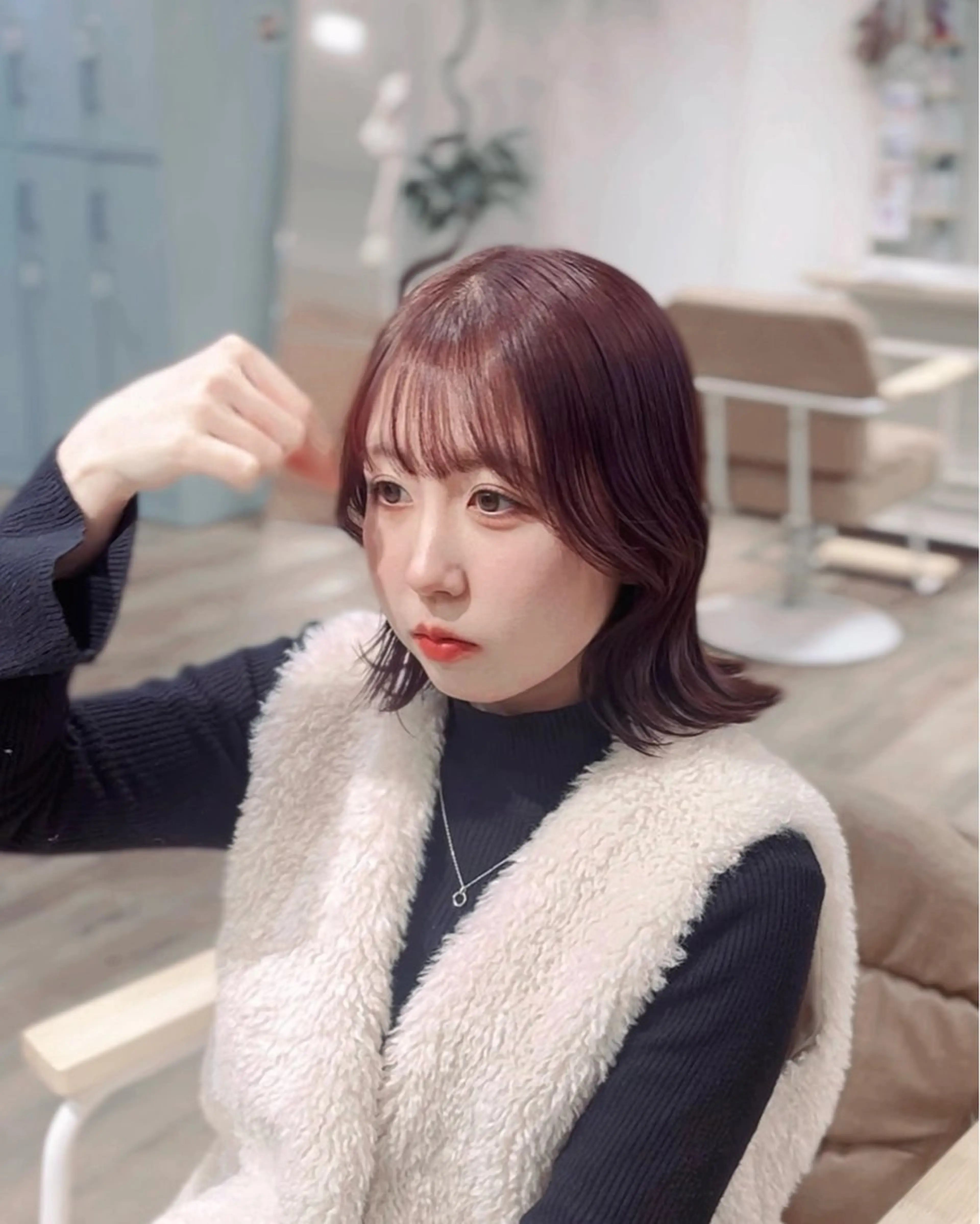 ミディアム カラー suzuka/透明感 /顔周り/美髪矯正のヘアスタイル