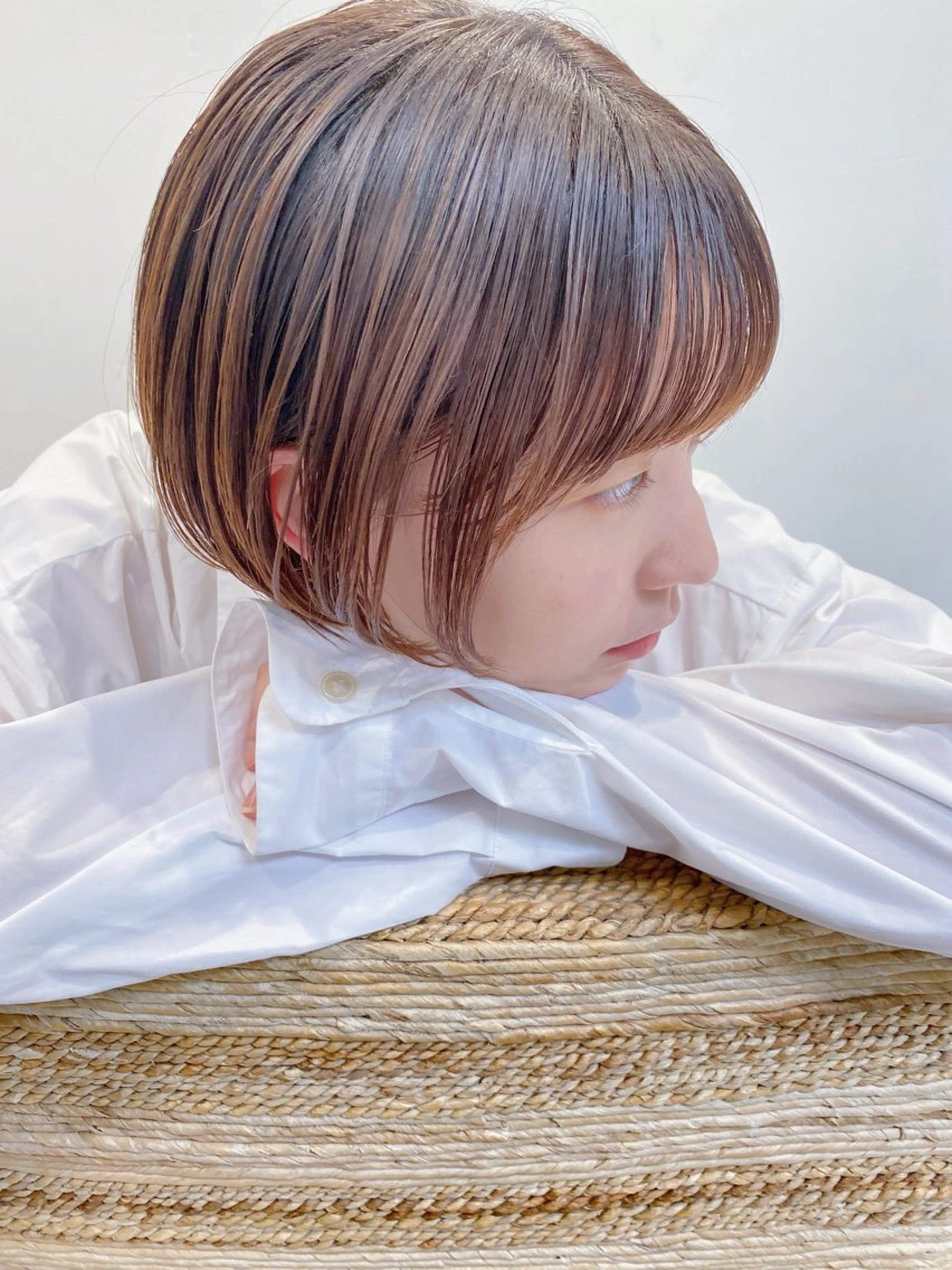 ショート カラー ボブ メンズパーマ/フェ ザーパーマ/古川晴輝のヘアスタイル