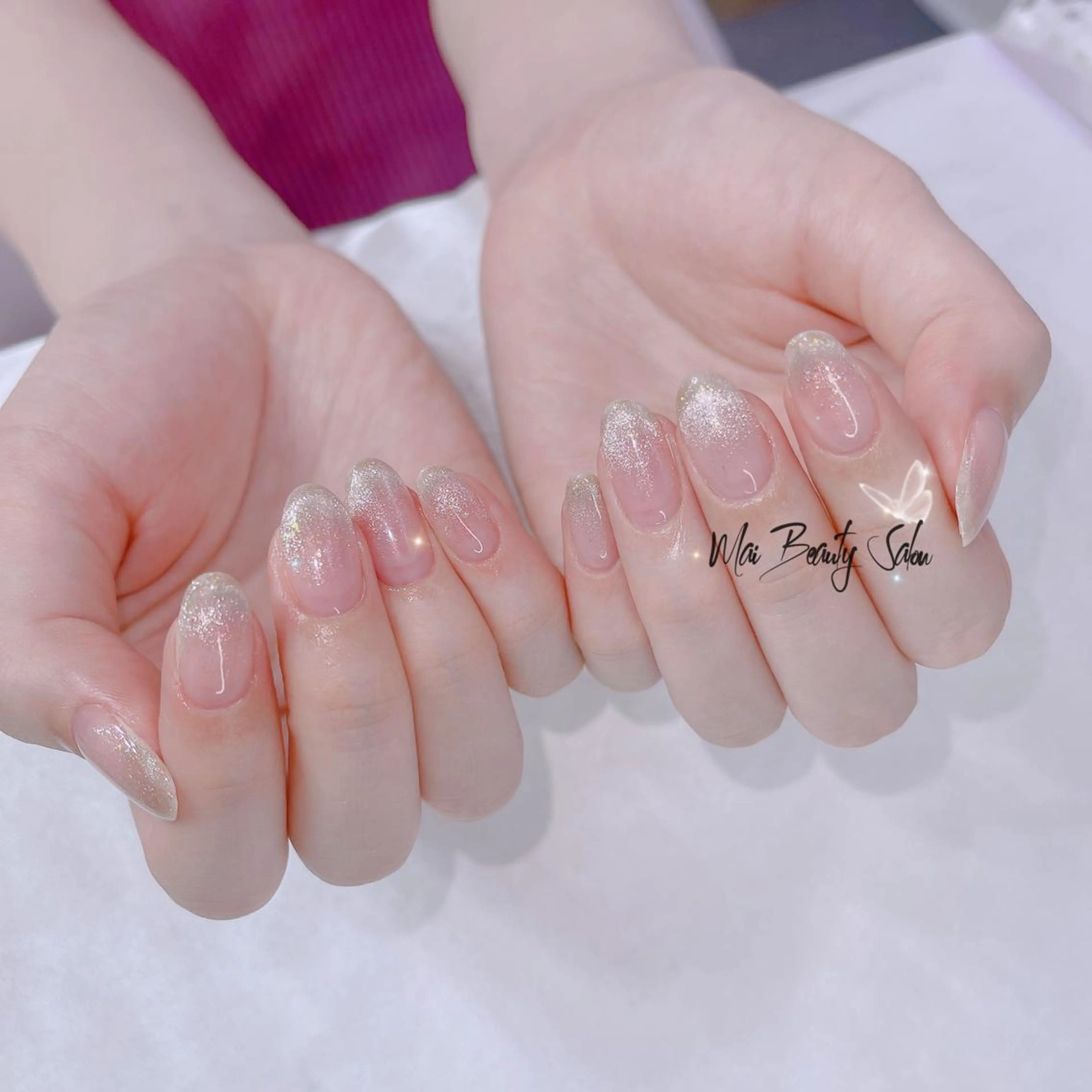 ネイル オーロラネイル 長さ出し フラッシュネイル フットネイル フレンチネイル MaiBeauty マイ マイのネイルデザイン