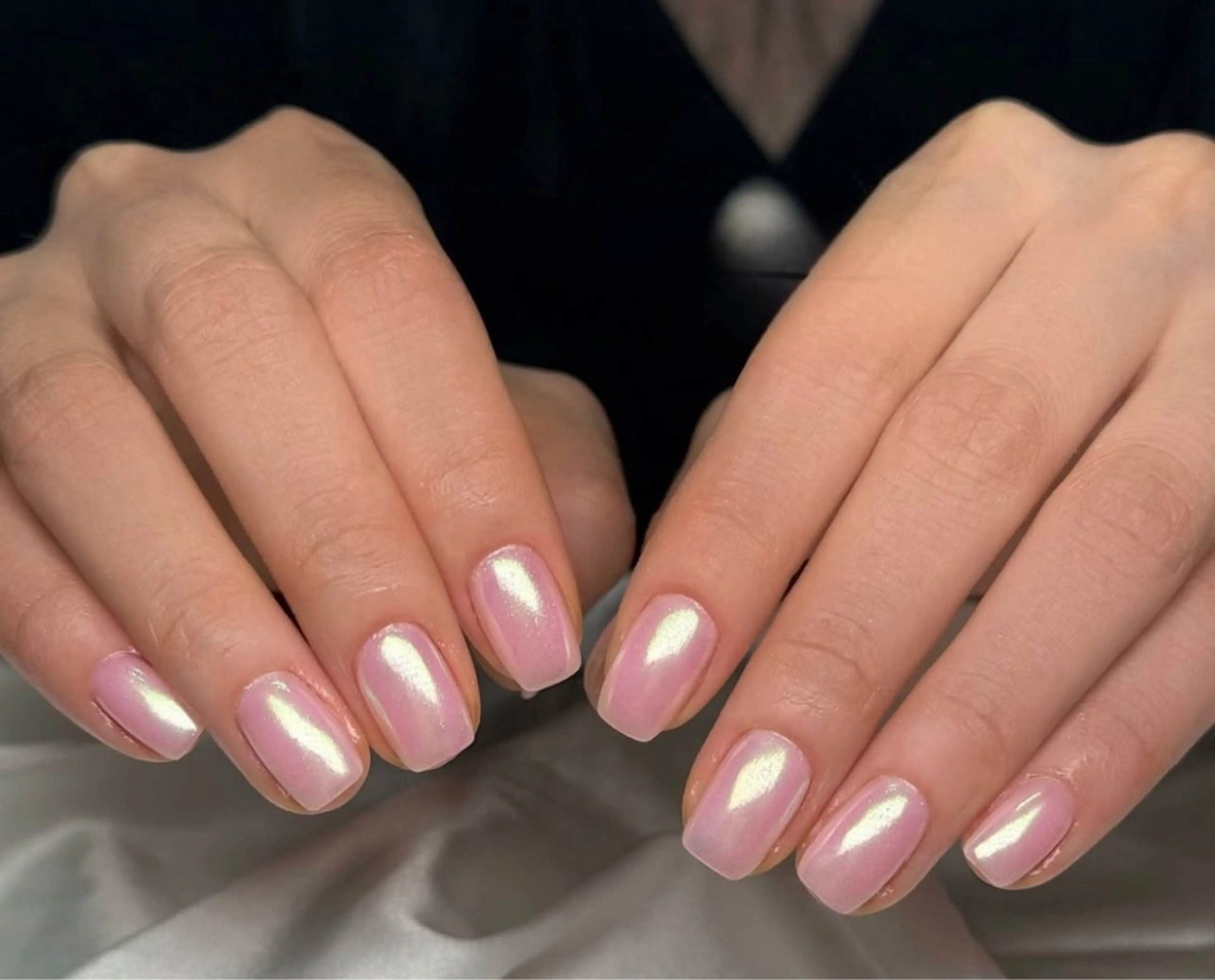 ネイル フレンチネイル キラキラネイル 水色 マグネットネイル ミラーネイル Lina nail所属・Lunaa 池袋のネイルデザイン