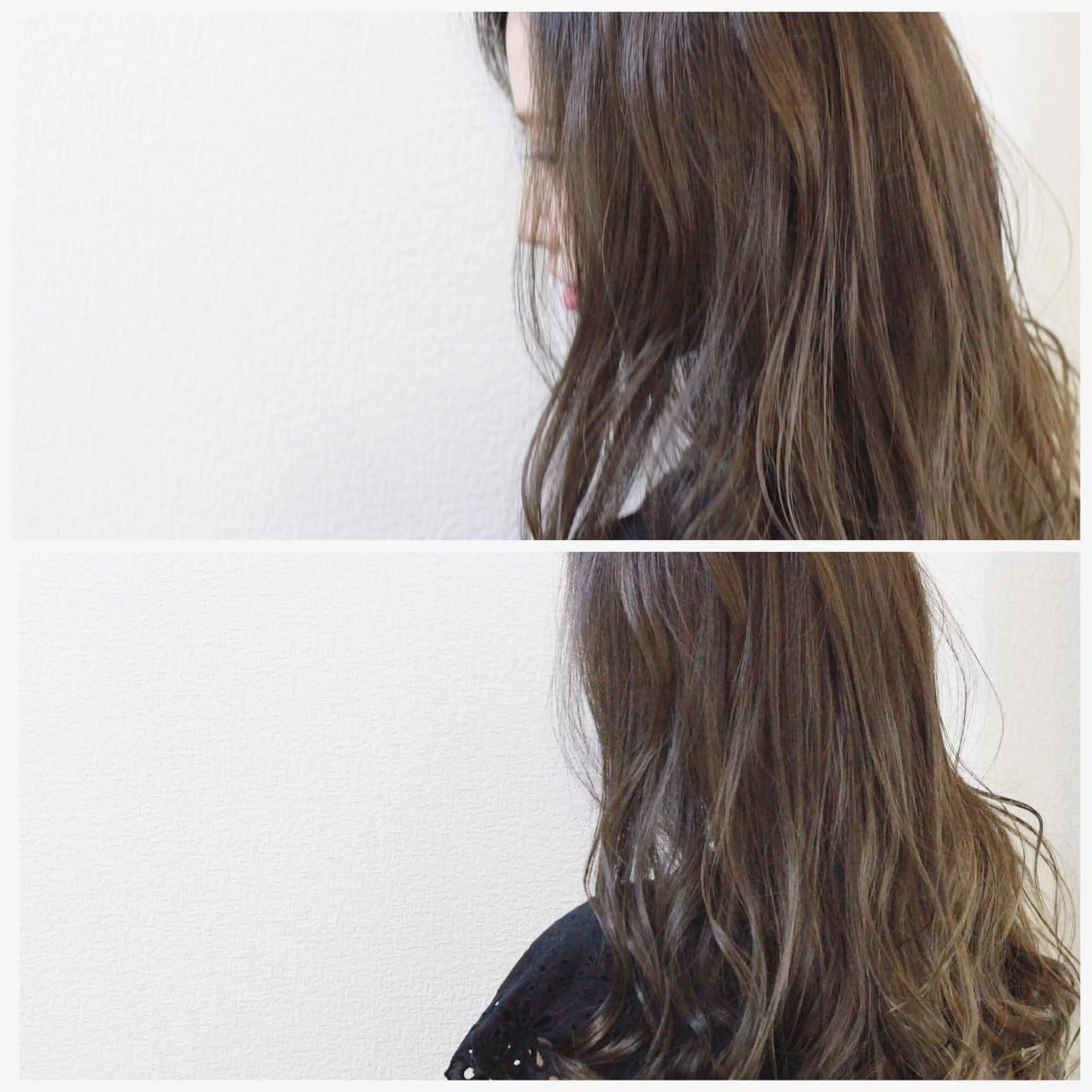 ロング カラー アッシュ ベージュカラー カット パーマ Viage （ビアージュ）のヘアスタイル