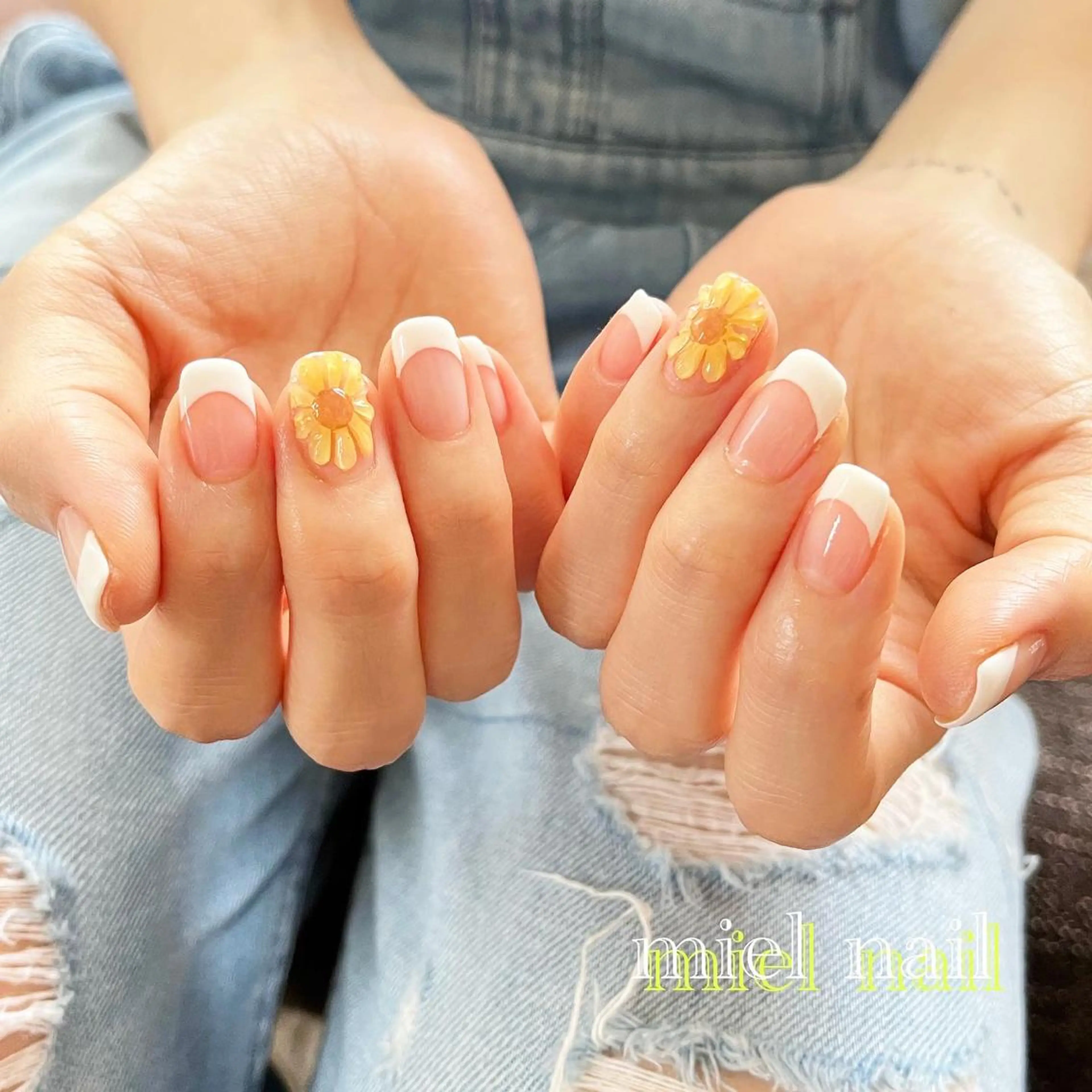 ネイル フレンチネイル シンプルネイル 夏ネイル ハンドネイル miel nailのネイルデザイン