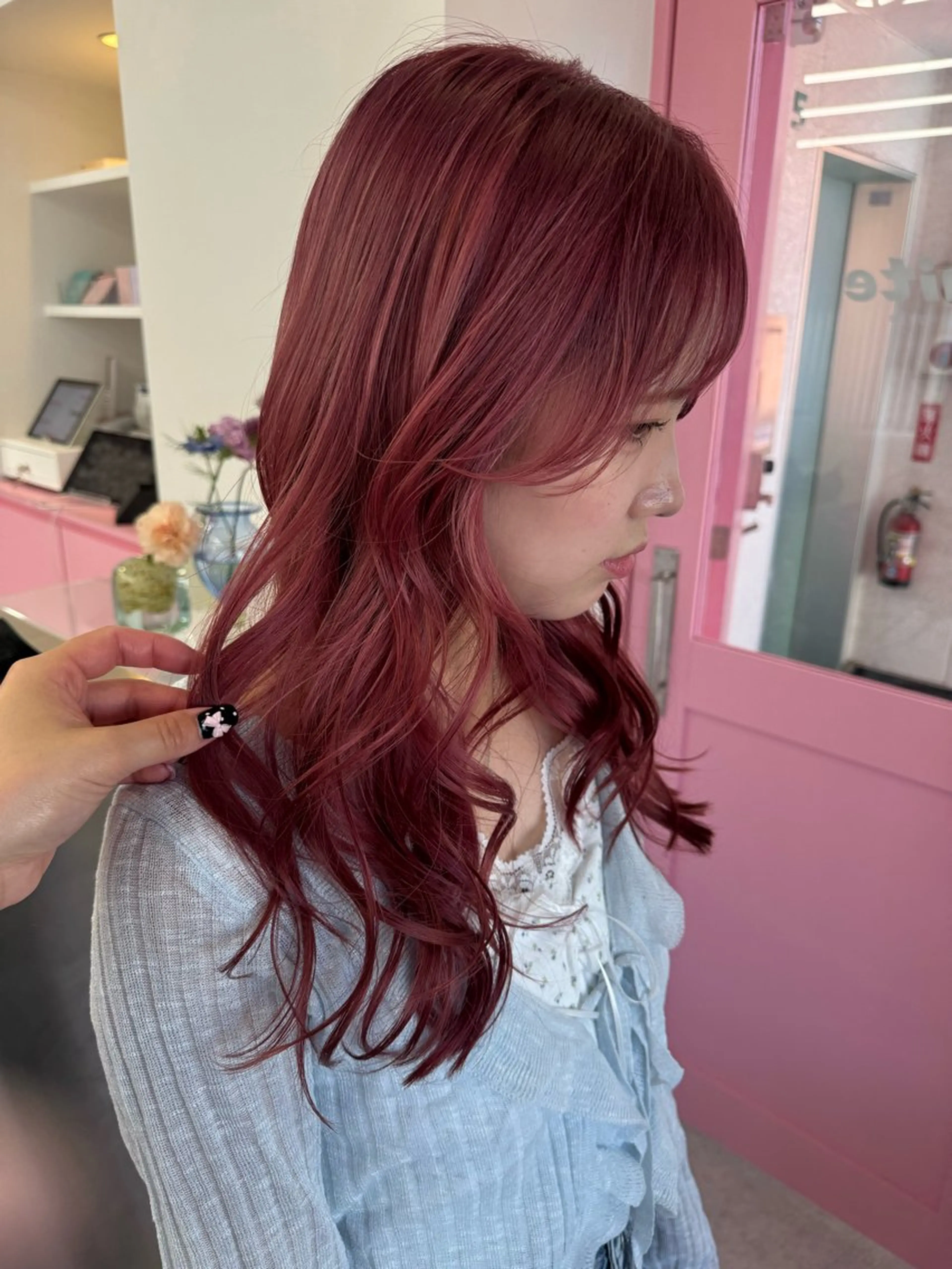 セミロング カット ヘアカラー トリートメント 暖色カラー/ピンク カラー/saraのヘアスタイル