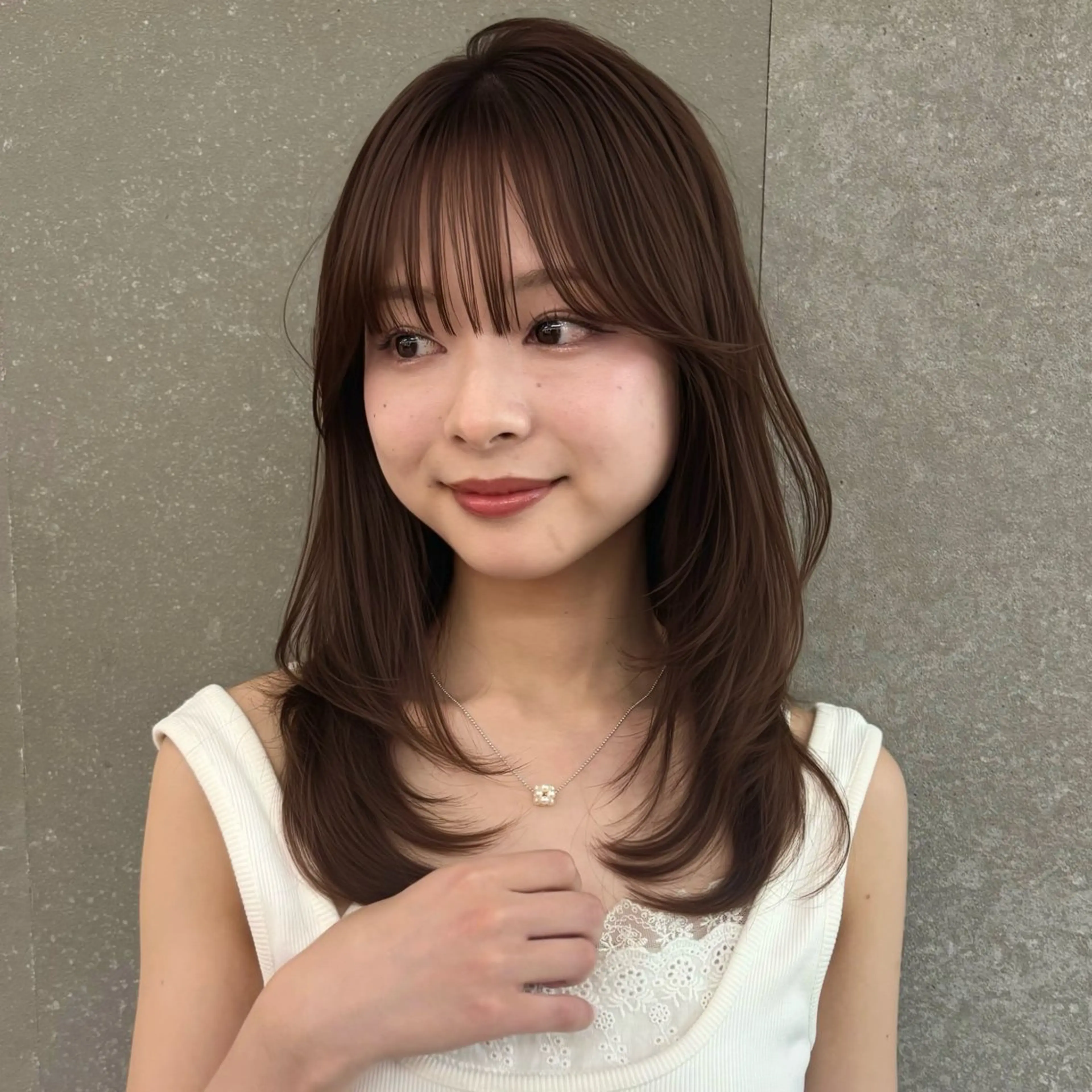 セミロング カラー ベージュカラー 韓国風ヘア レイヤーカット カット ヘアカラー トリートメント 韓国レイヤー🇰🇷 /縮毛矯正💎/月音のヘアスタイル