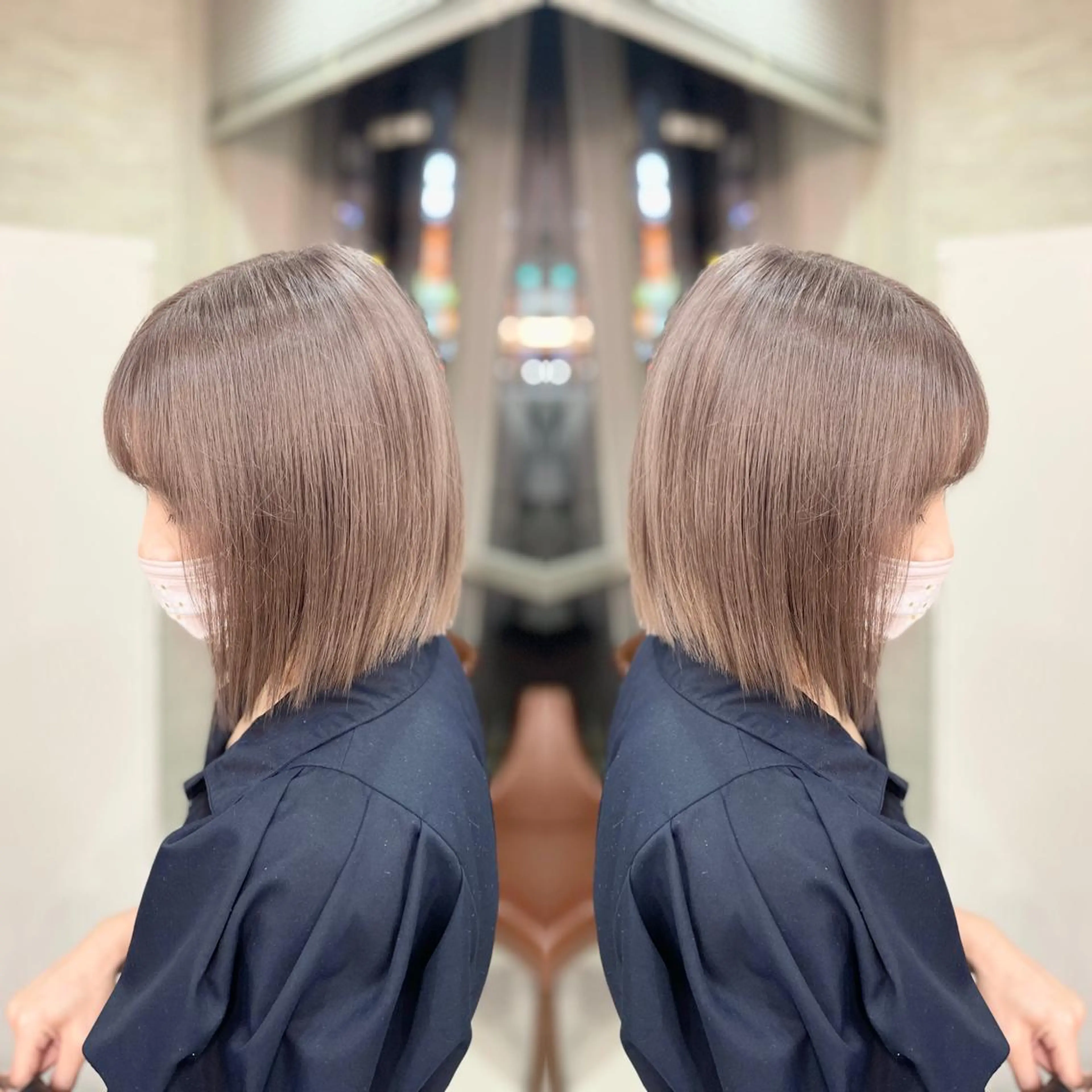 ミディアム カット ヘアカラー トリートメント Y Uのヘアスタイル