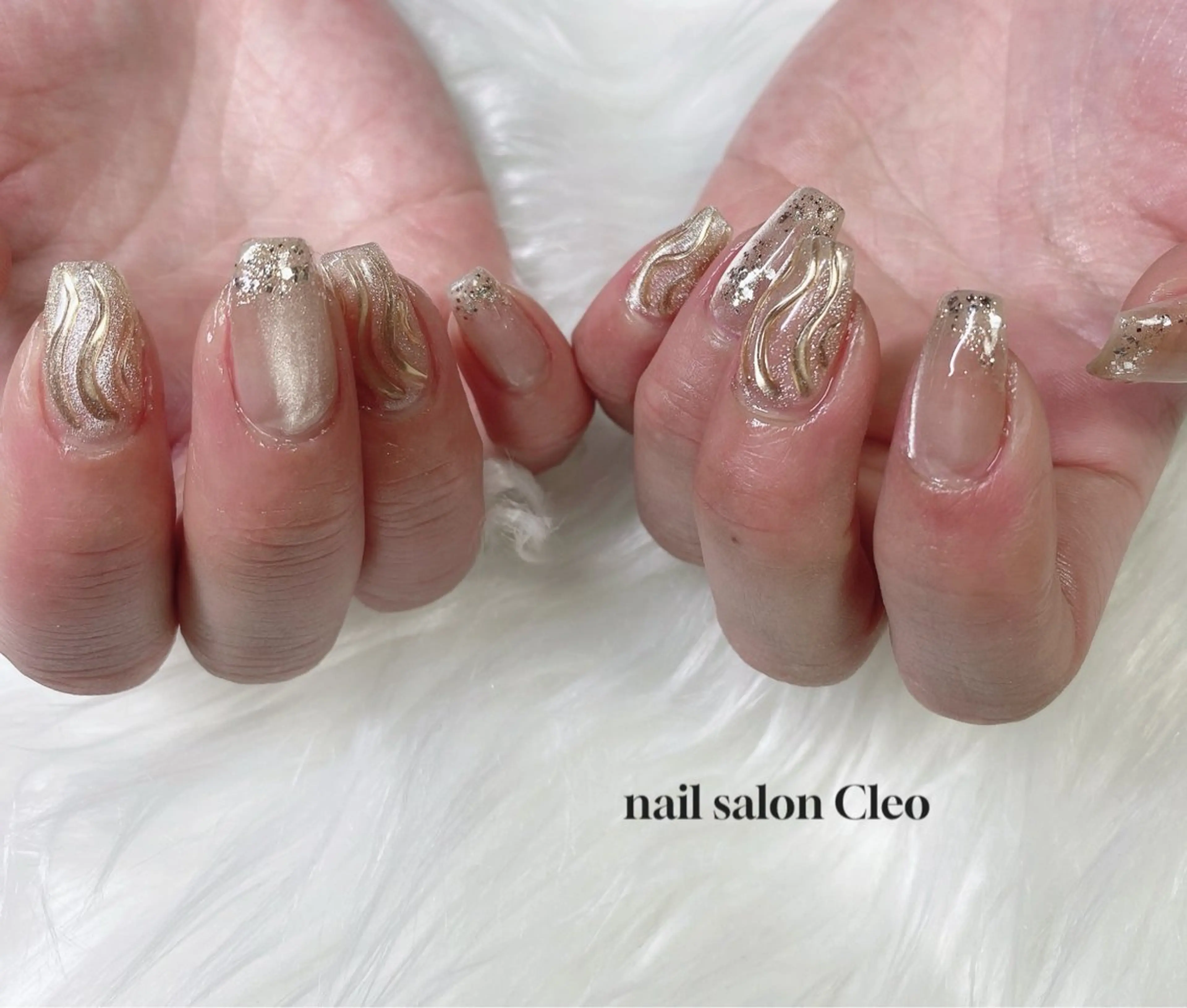 ネイル アートネイル 氷ネイル・うるうるネイル マグネットネイル ニュアンスネイル Cleo クレオのネイルデザイン