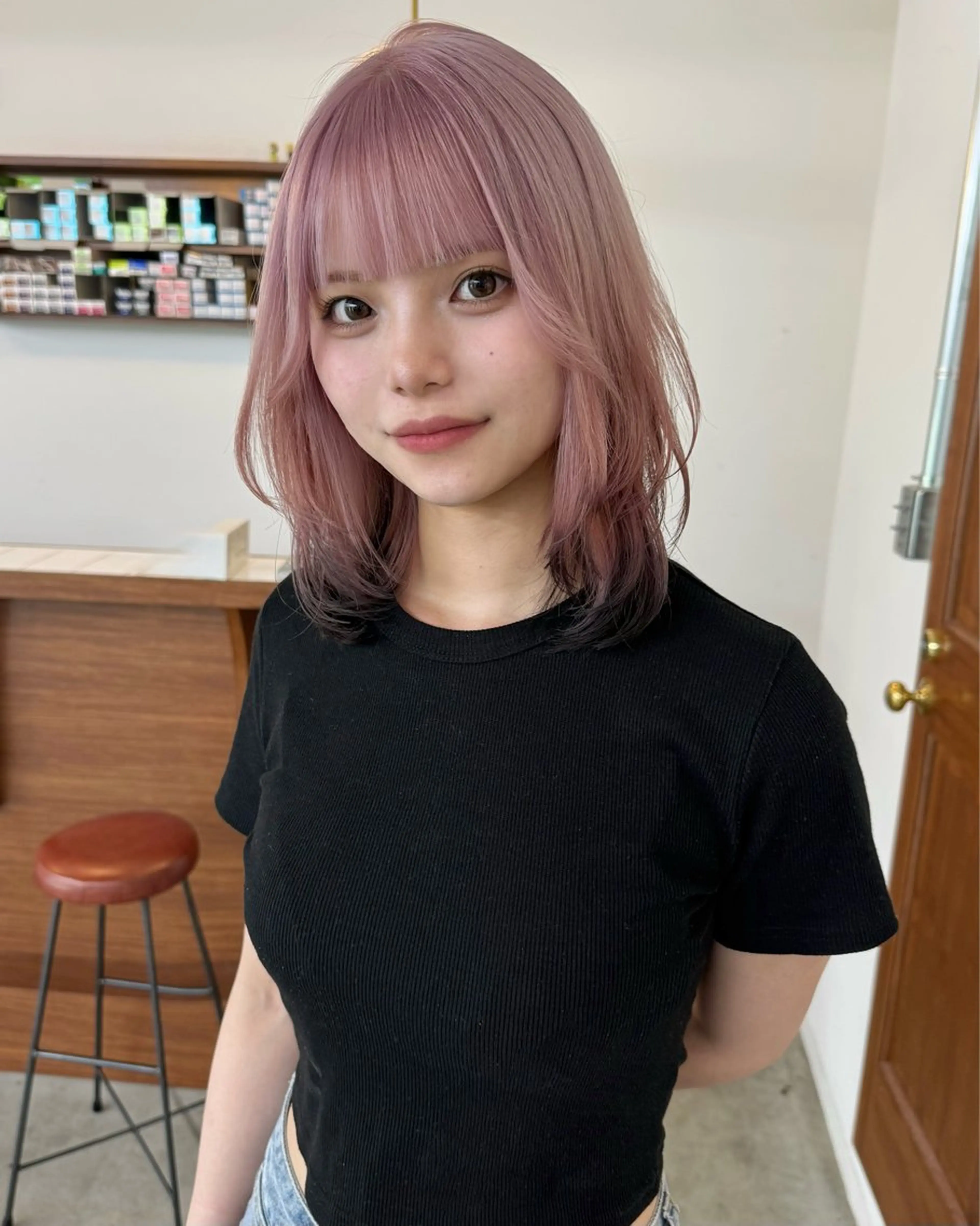 ミディアム カラー エクステモデル募集 💗大阪梅田/川上のヘアスタイル