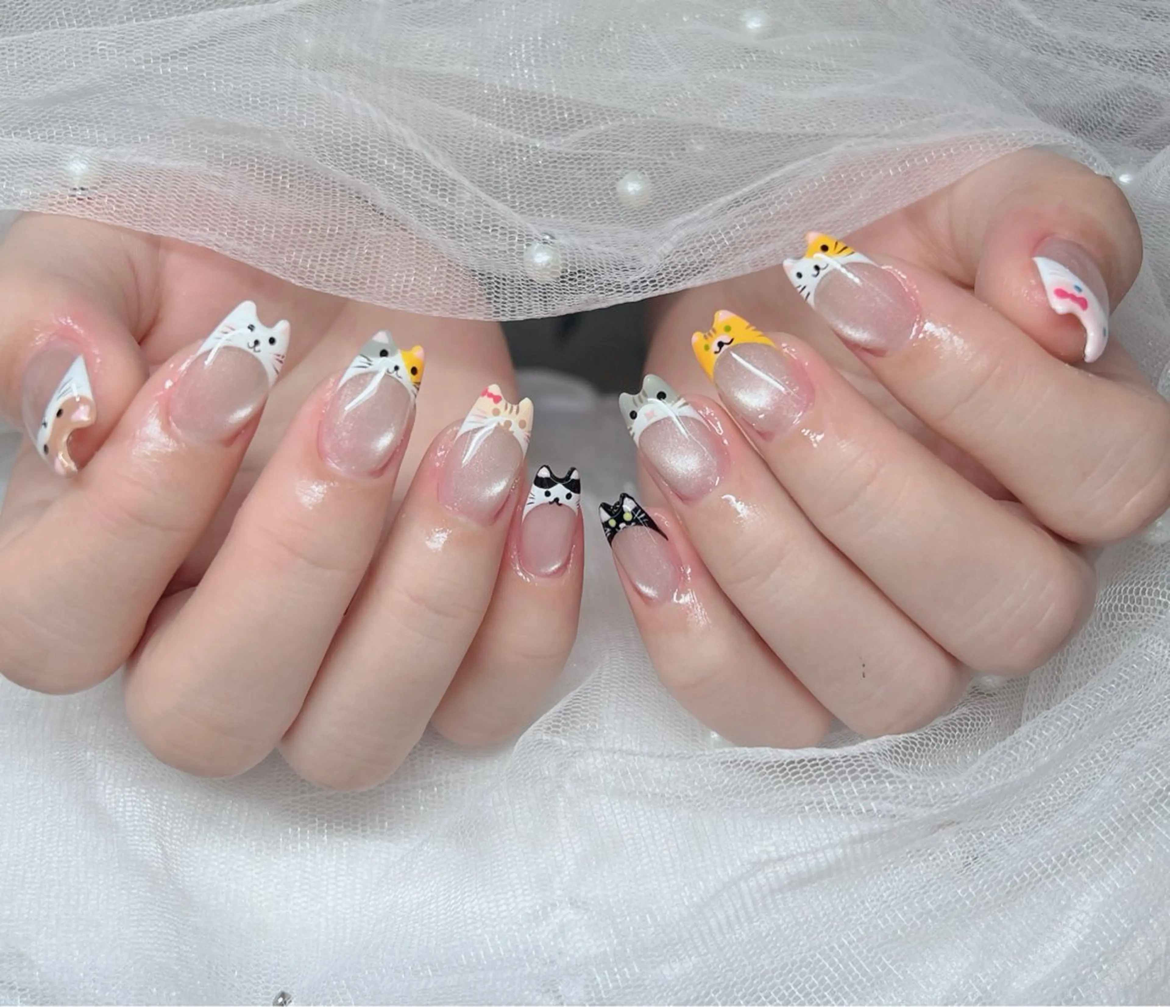 ネイル ハンドネイル 🎀PG🩵 ネイルサロンのネイルデザイン