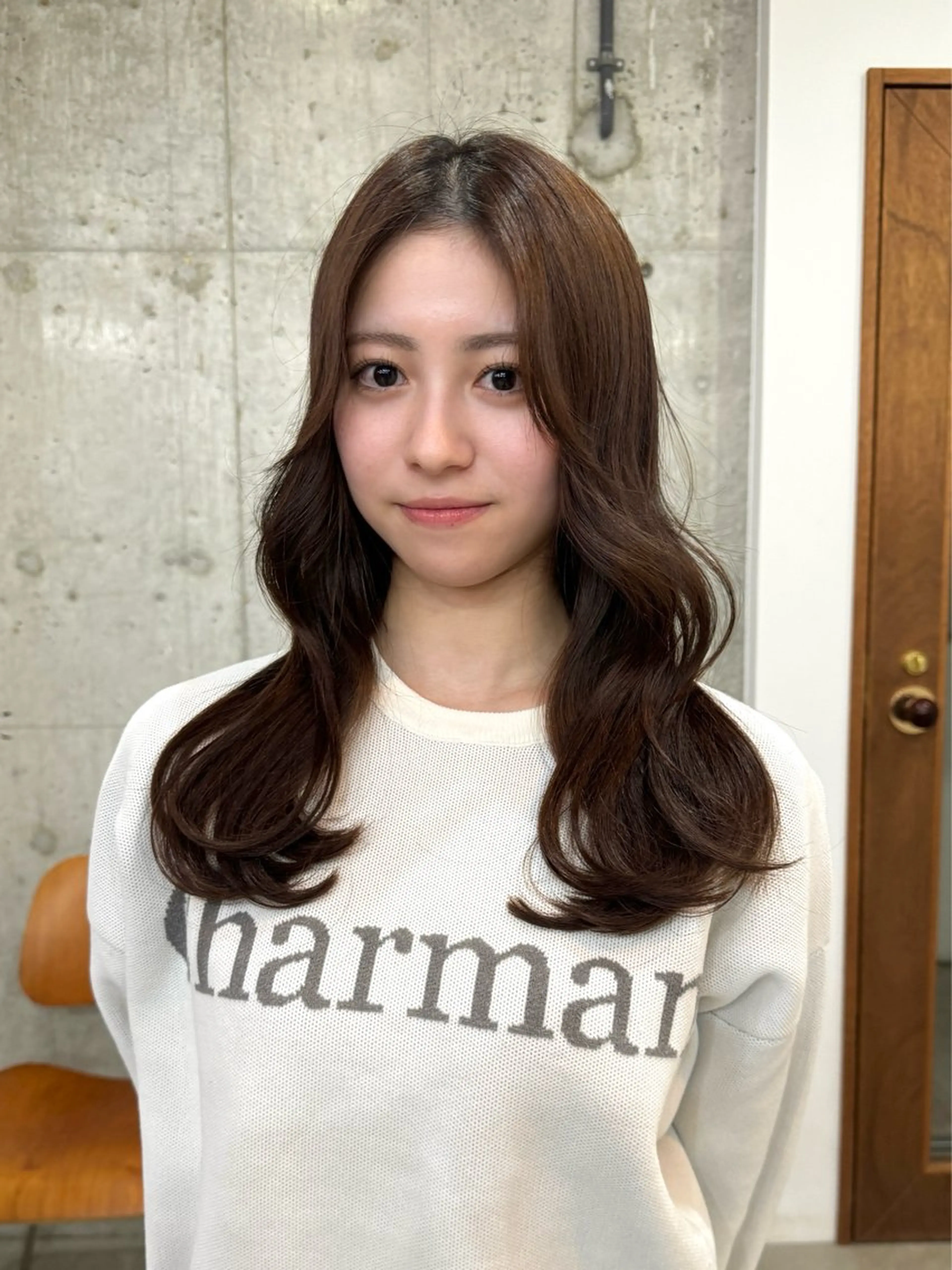 セミロング レイヤーカット 似合わせカット 切りっぱなしボブ/ ブリーチカラー/大塚のヘアスタイル