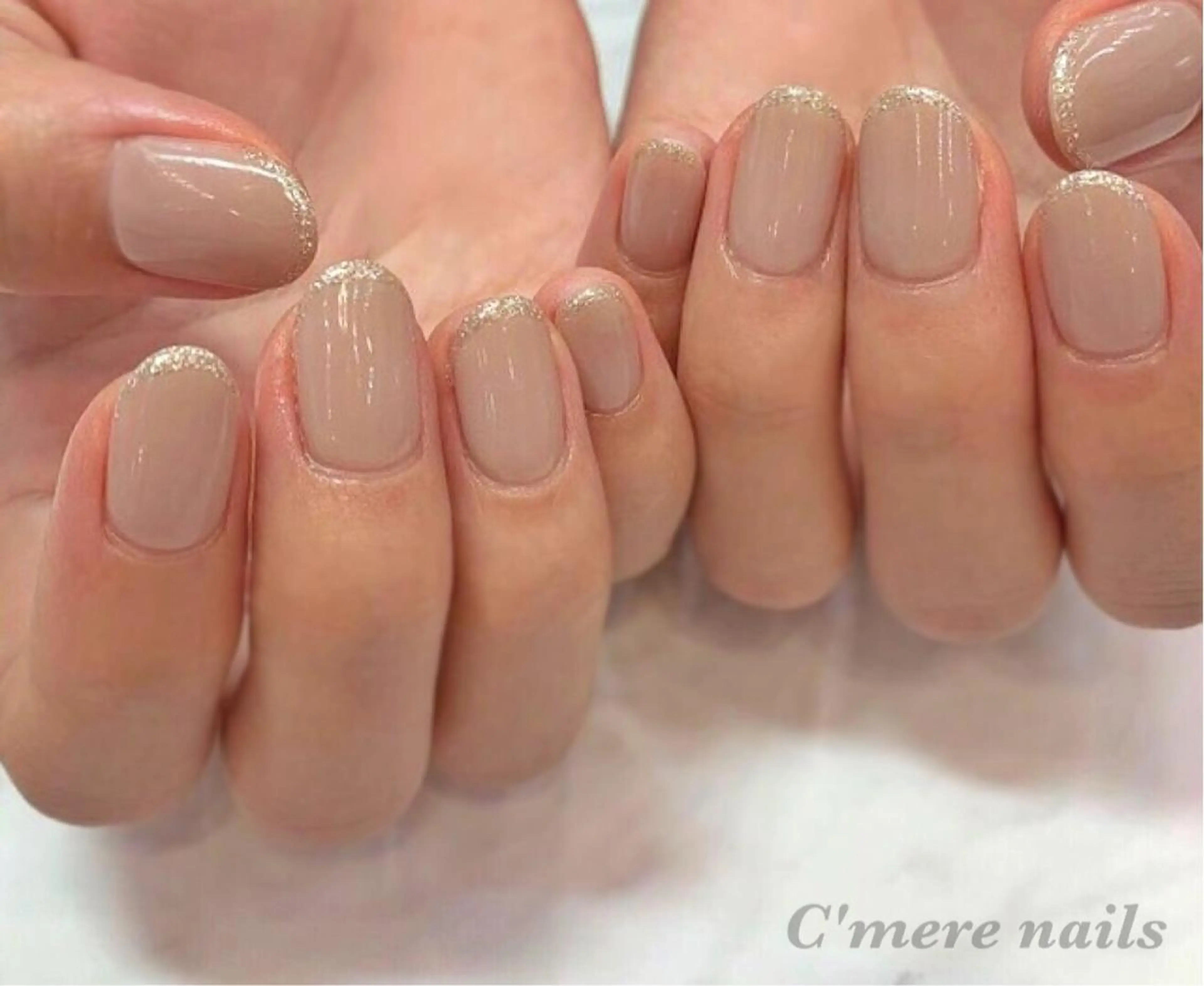 ネイル フレンチネイル ラメ(グリッター) ハンドネイル nouva nailsのネイルデザイン