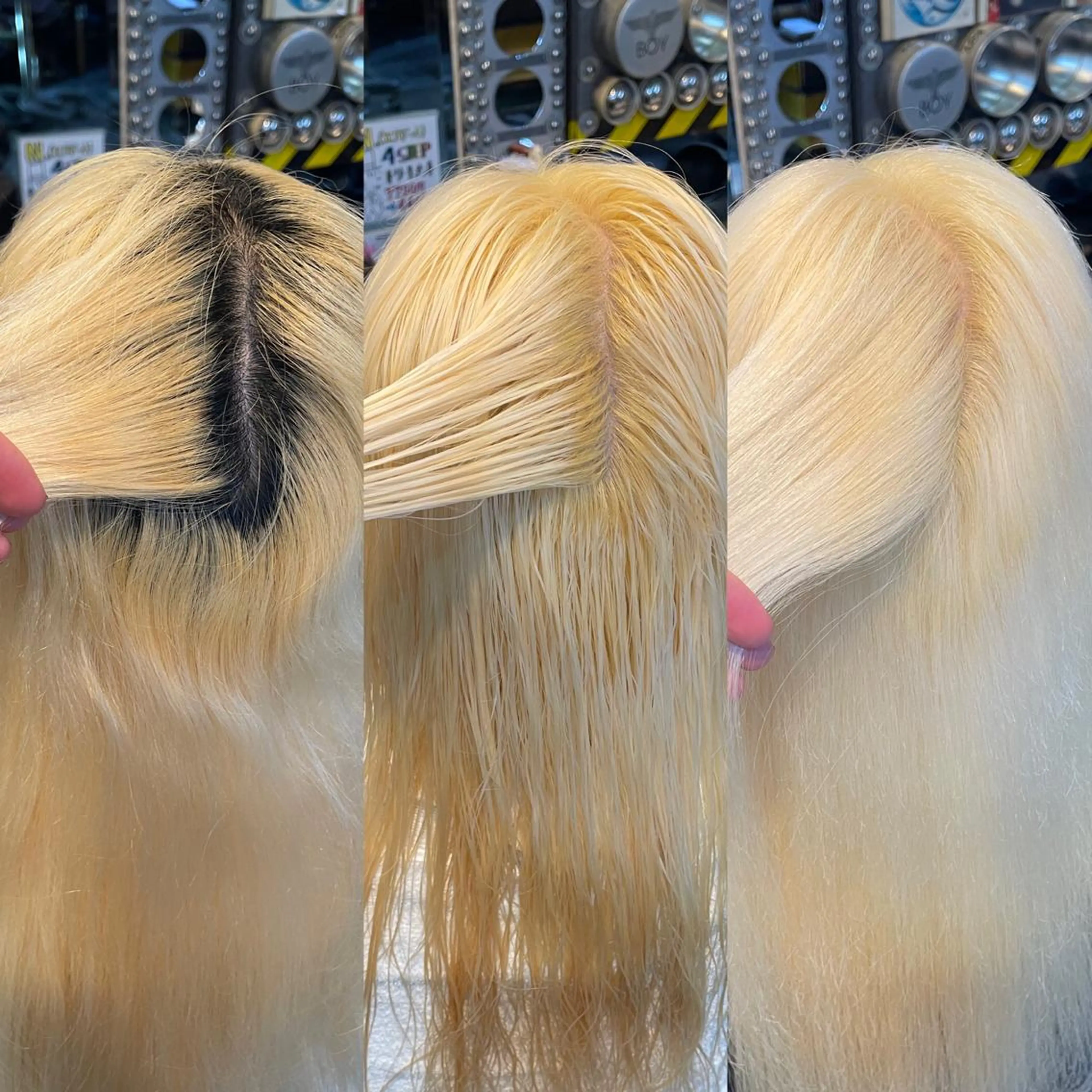 セミロング カラー ブリーチ ブロンド ケアブリーチ ハイトーンカラー 🌈派手髪エクステ ブレイズ🌈ひろとのヘアスタイル
