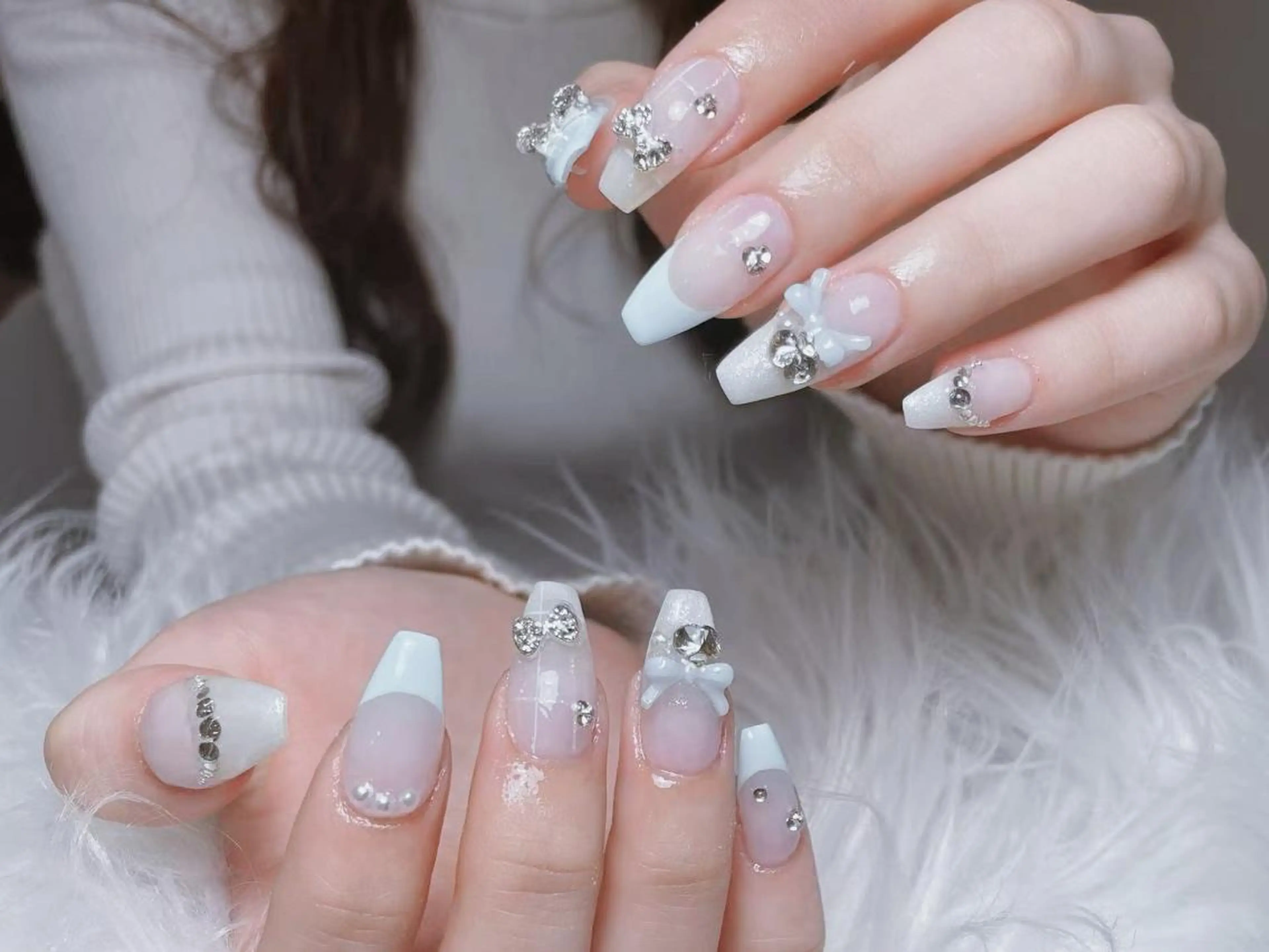 ネイル 長さ出し グラデーション 卒業式 キラキラネイル マグネットネイル ハンドネイル Yuu🎀 Belle Nailのネイルデザイン