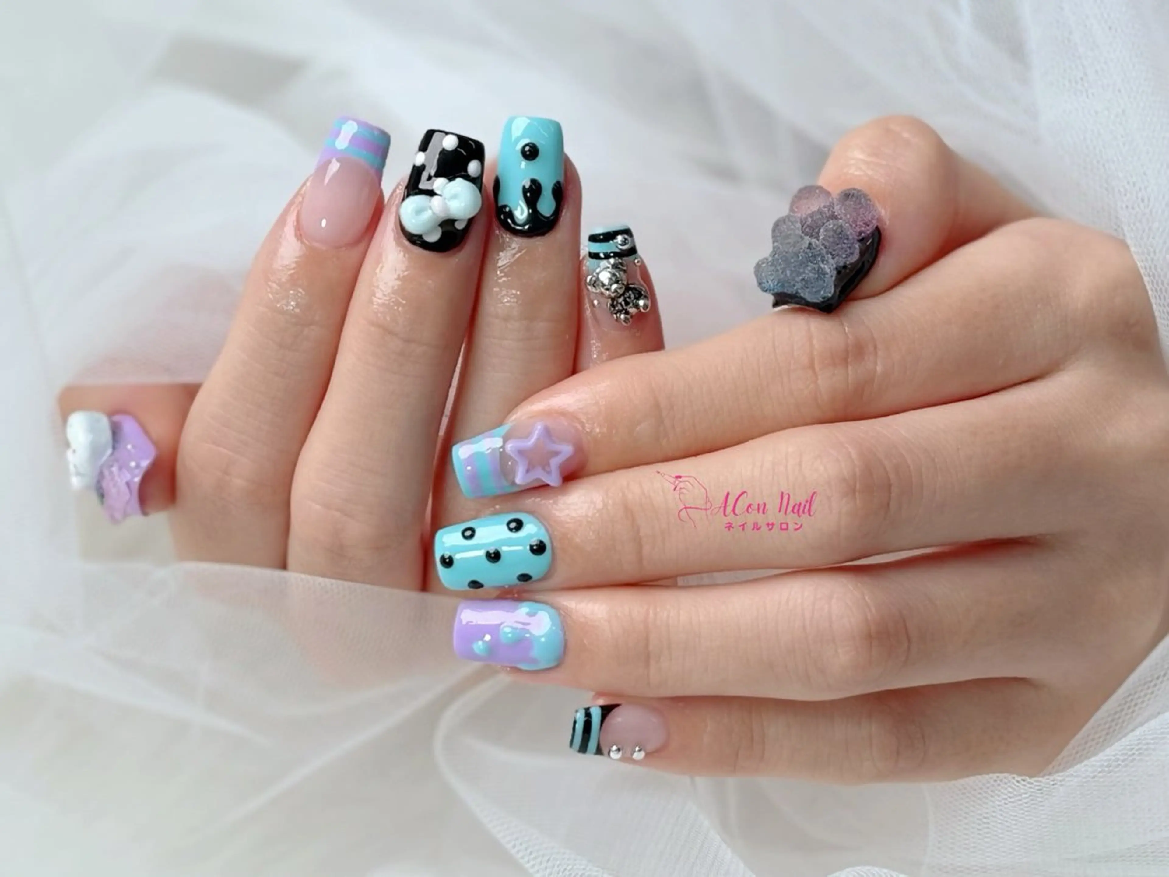 ネイル 桜ネイル 長さ出し フラワーネイル フレンチネイル ジェルネイル ハンドネイル ACon NailSalonのネイルデザイン