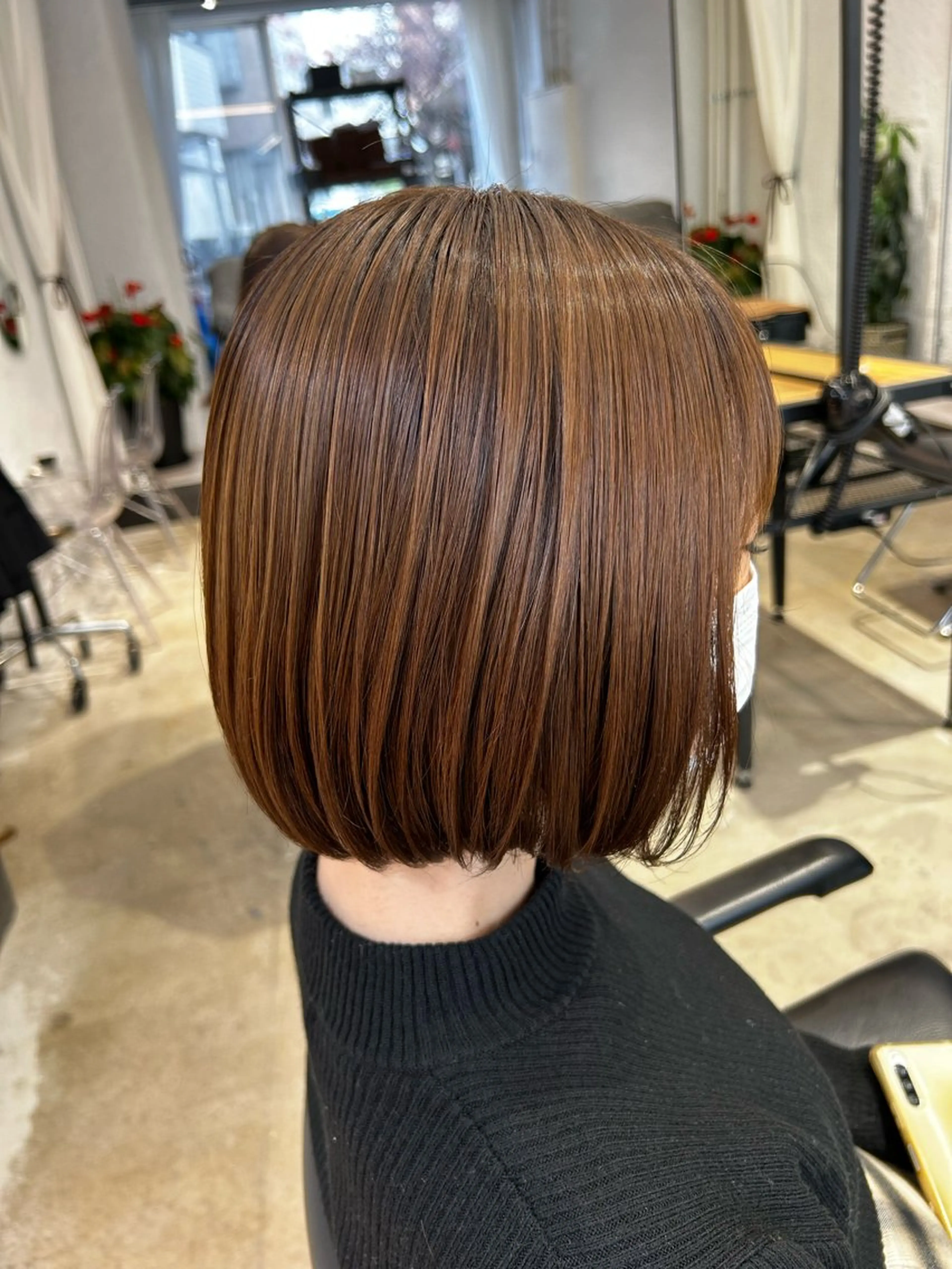ミディアム カラー カット ヘアカラー トリートメント なかじま しほののヘアスタイル