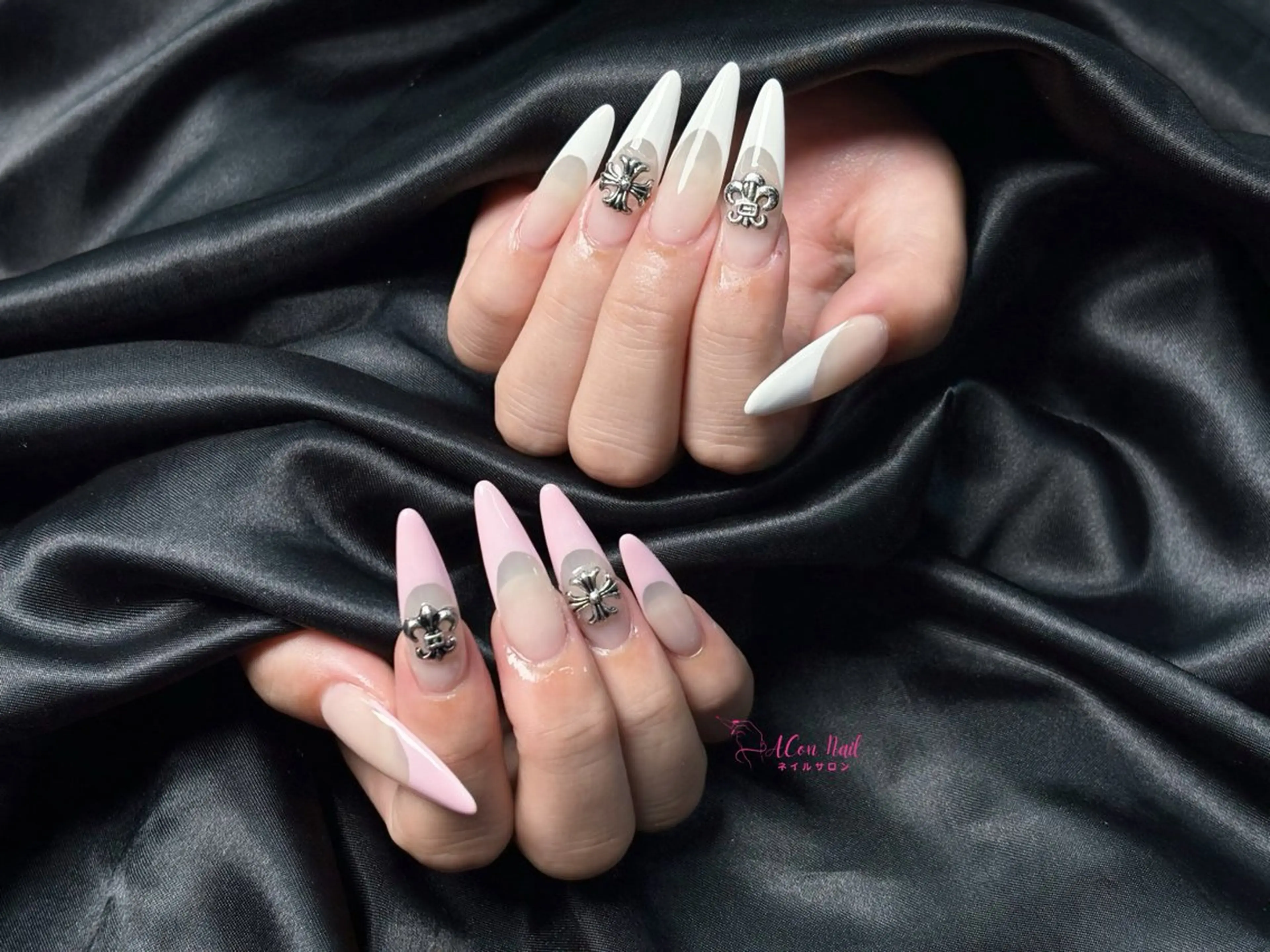 ネイル 桜ネイル 長さ出し フラワーネイル フレンチネイル ジェルネイル ハンドネイル ACon NailSalonのネイルデザイン