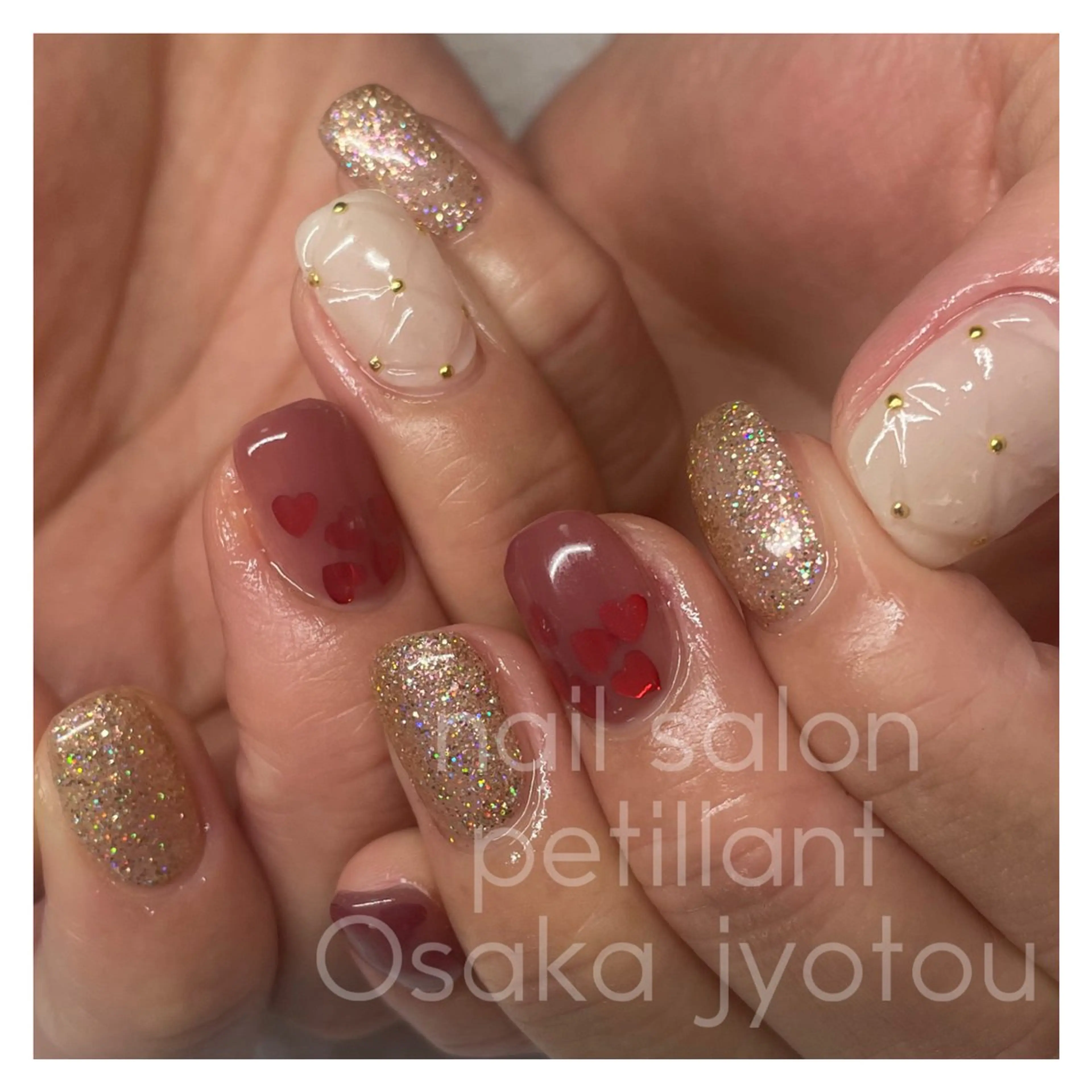 ネイル アートネイル ハート nail salon petillantのネイルデザイン