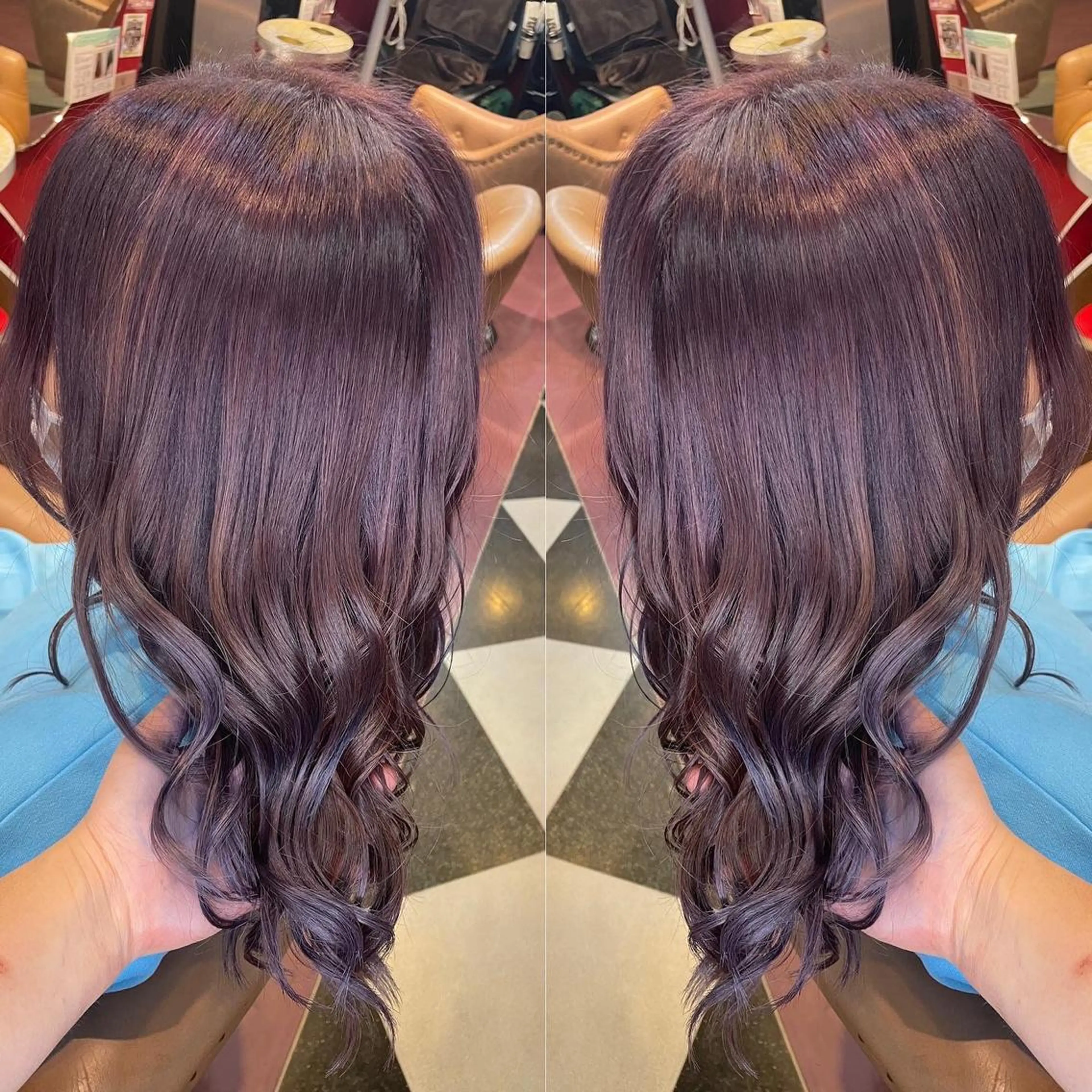 セミロング カラー ブリーチ ケアブリーチ パープルカラー 👑派手髪/カット 👑ANRYのヘアスタイル