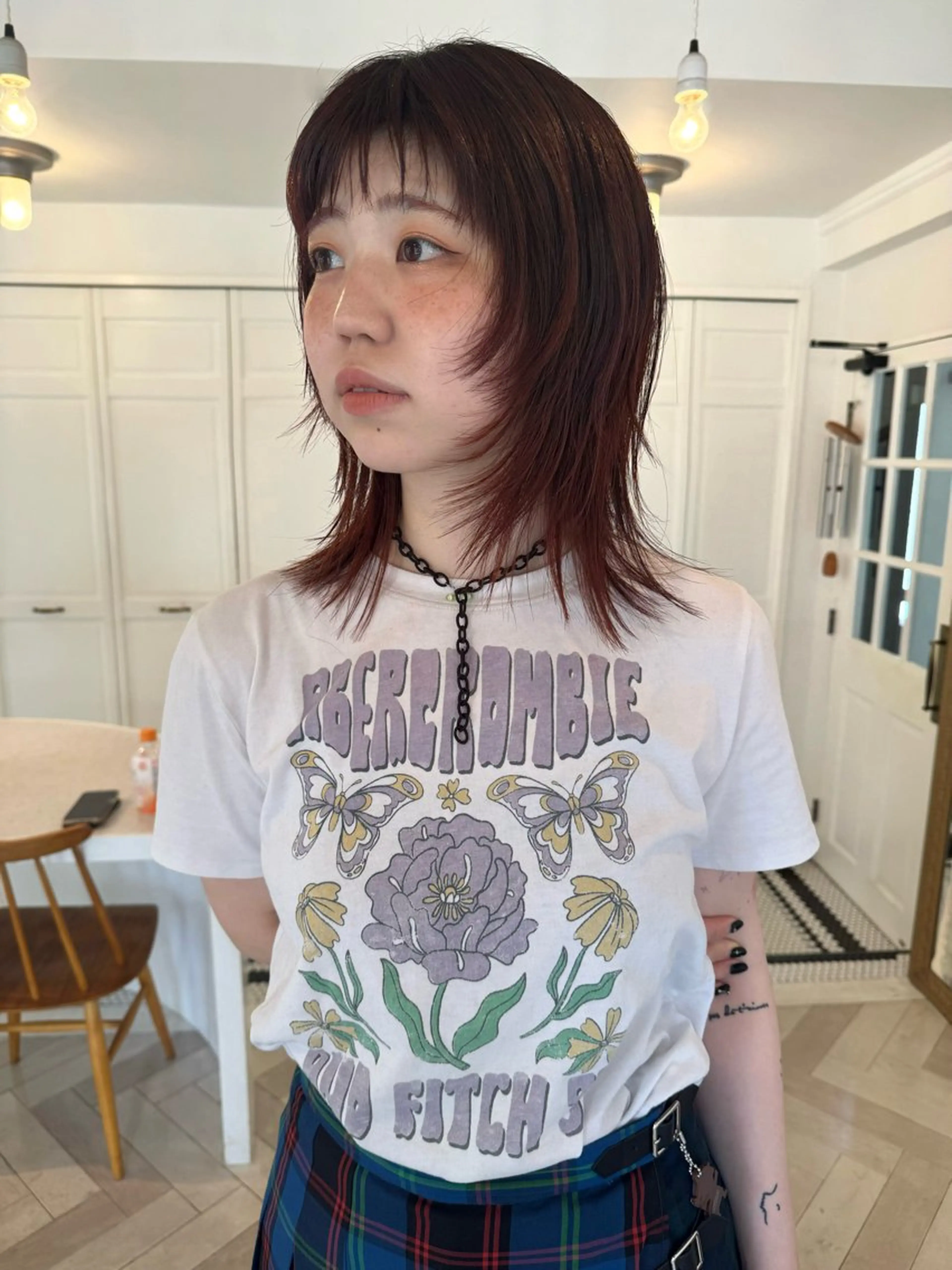 ミディアム カット ヘアカラー ブリーチカラー🎀 韓国風/寺門美優のヘアスタイル