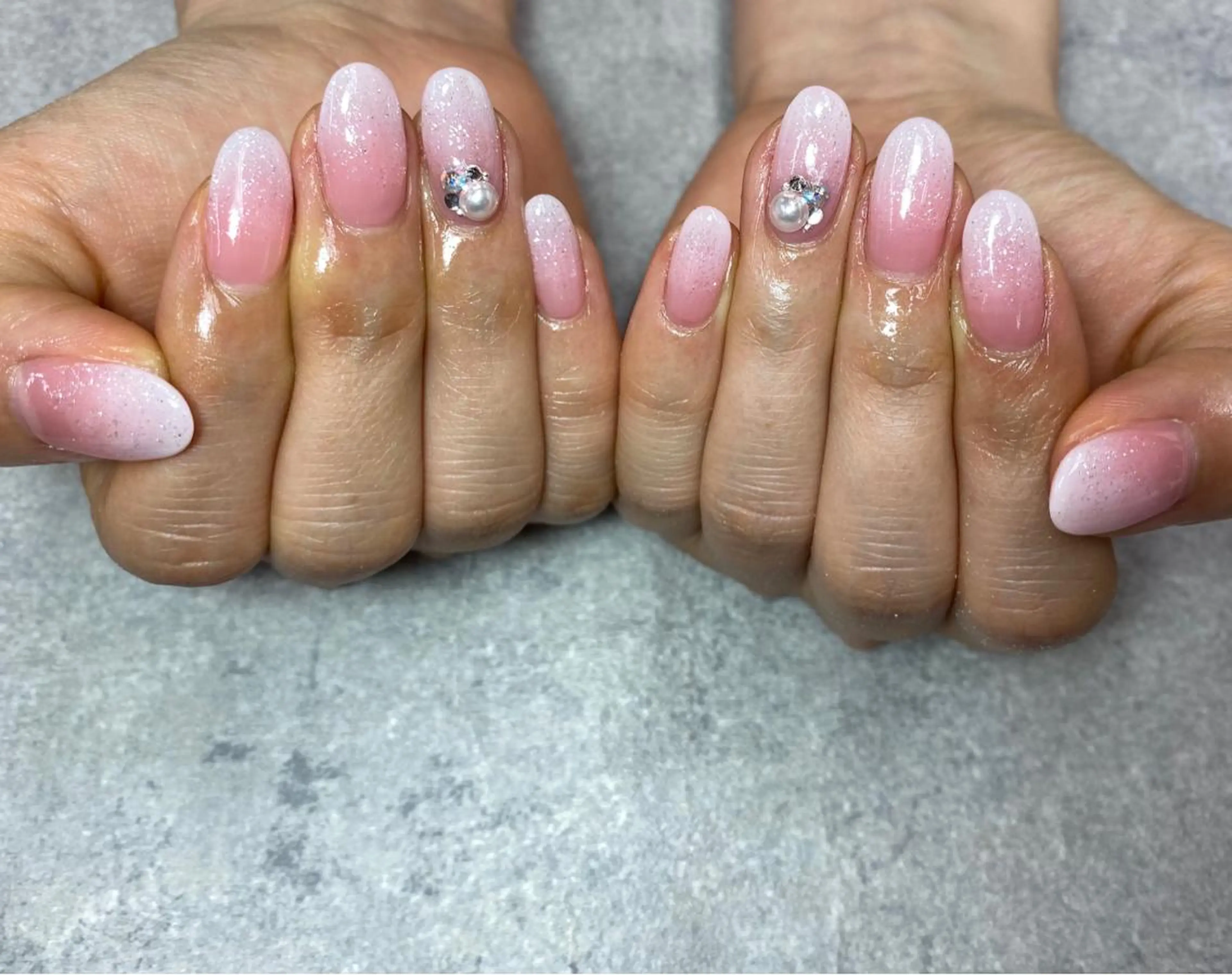 ネイル アートネイル フレンチネイル ジェルネイル ガラスフレンチ グラデーション ハンドネイル ハンドケア FASTNAIL PLUS 新宿店のネイルデザイン