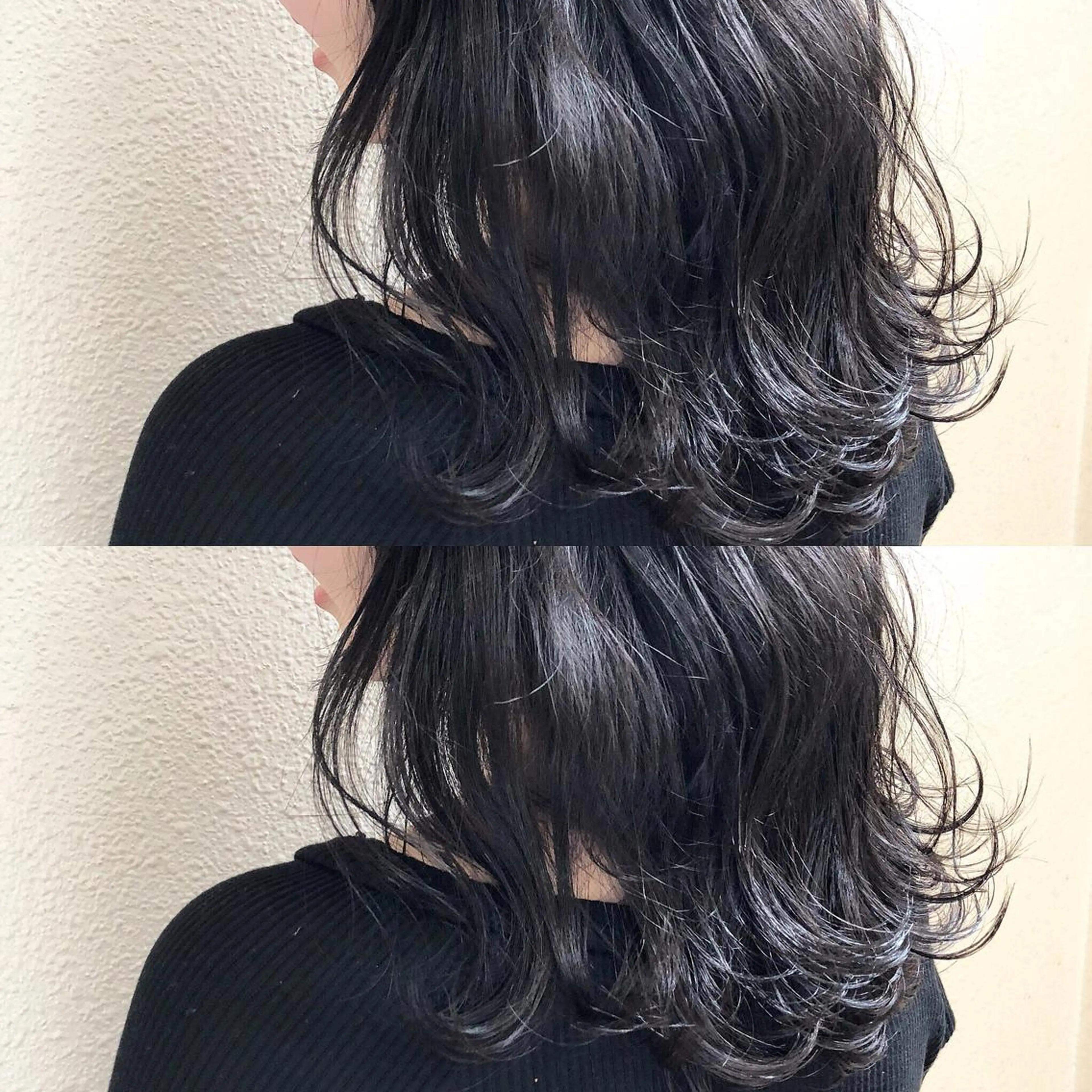 ミディアム カラー ブルーカラー ブルージュ ツキノキ ミナのヘアスタイル