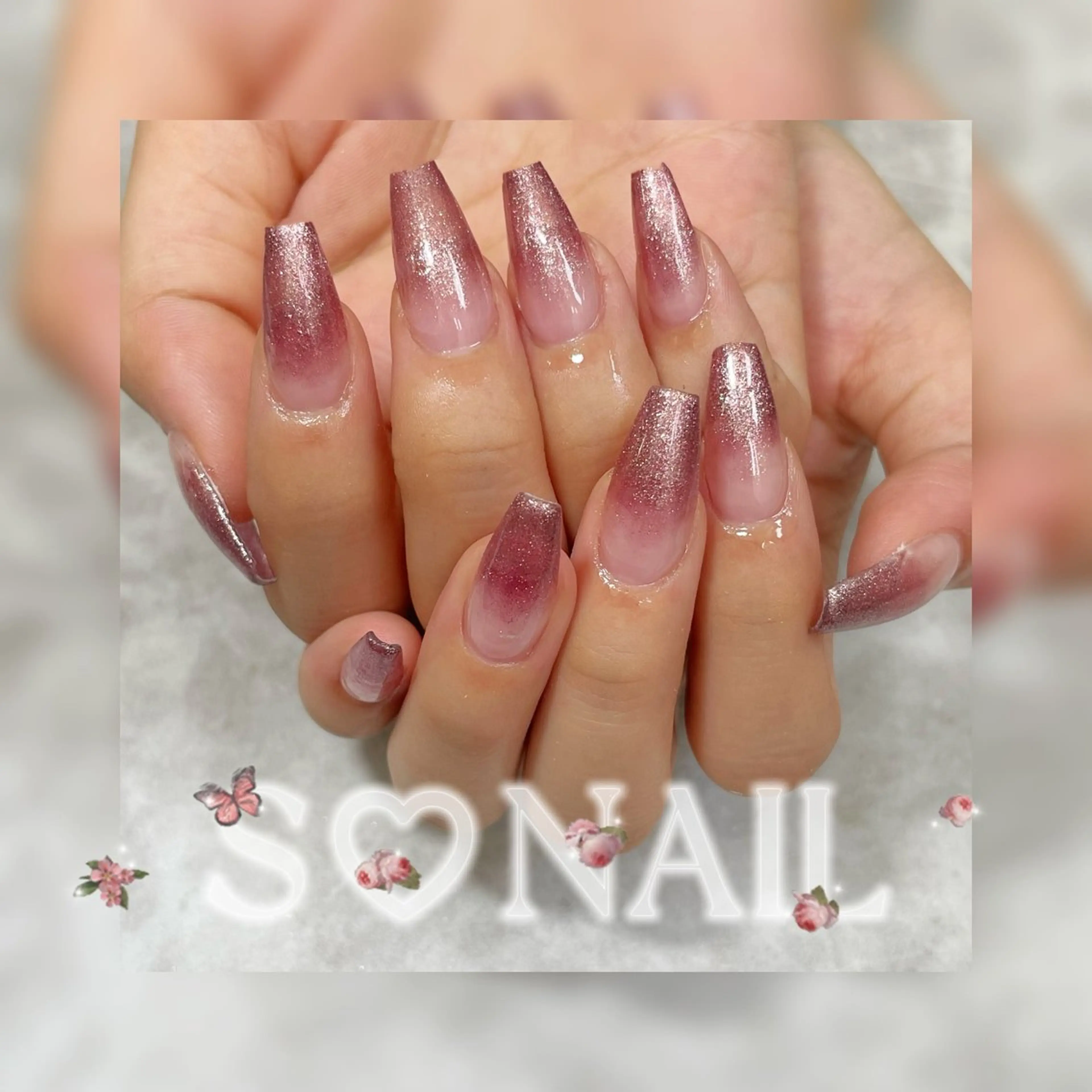 ネイル グラデーション ラメ(グリッター) ラメグラデーション ハンドネイル S.NAIL Suuのネイルデザイン