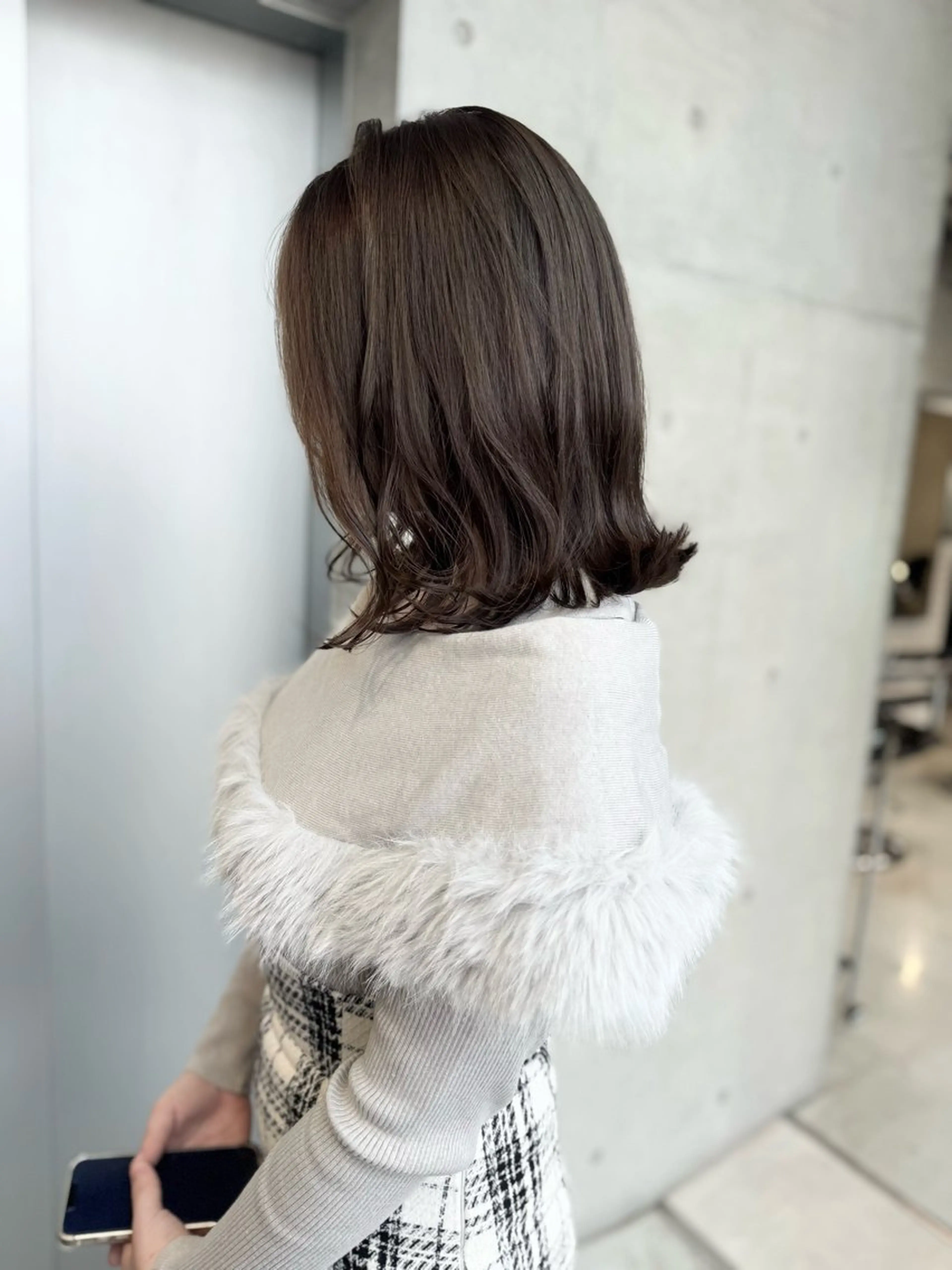 ミディアム カラー パーマ カット ヘアカラー トリートメント 透明感/オリーブ/ グレージュ/YUKAのヘアスタイル