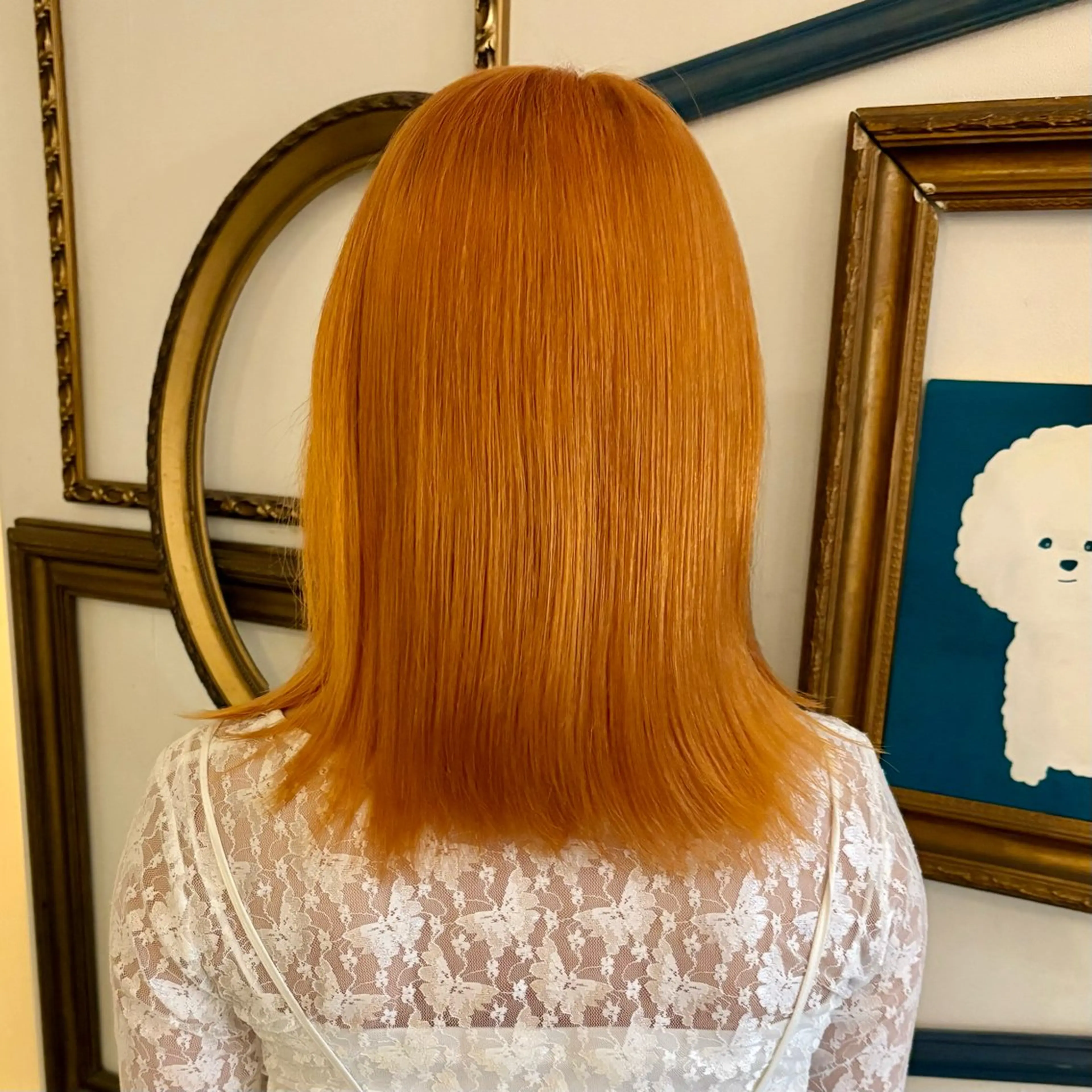 ミディアム カラー ブリーチ 縮毛矯正 飯田 実歩(じっぽ)のヘアスタイル