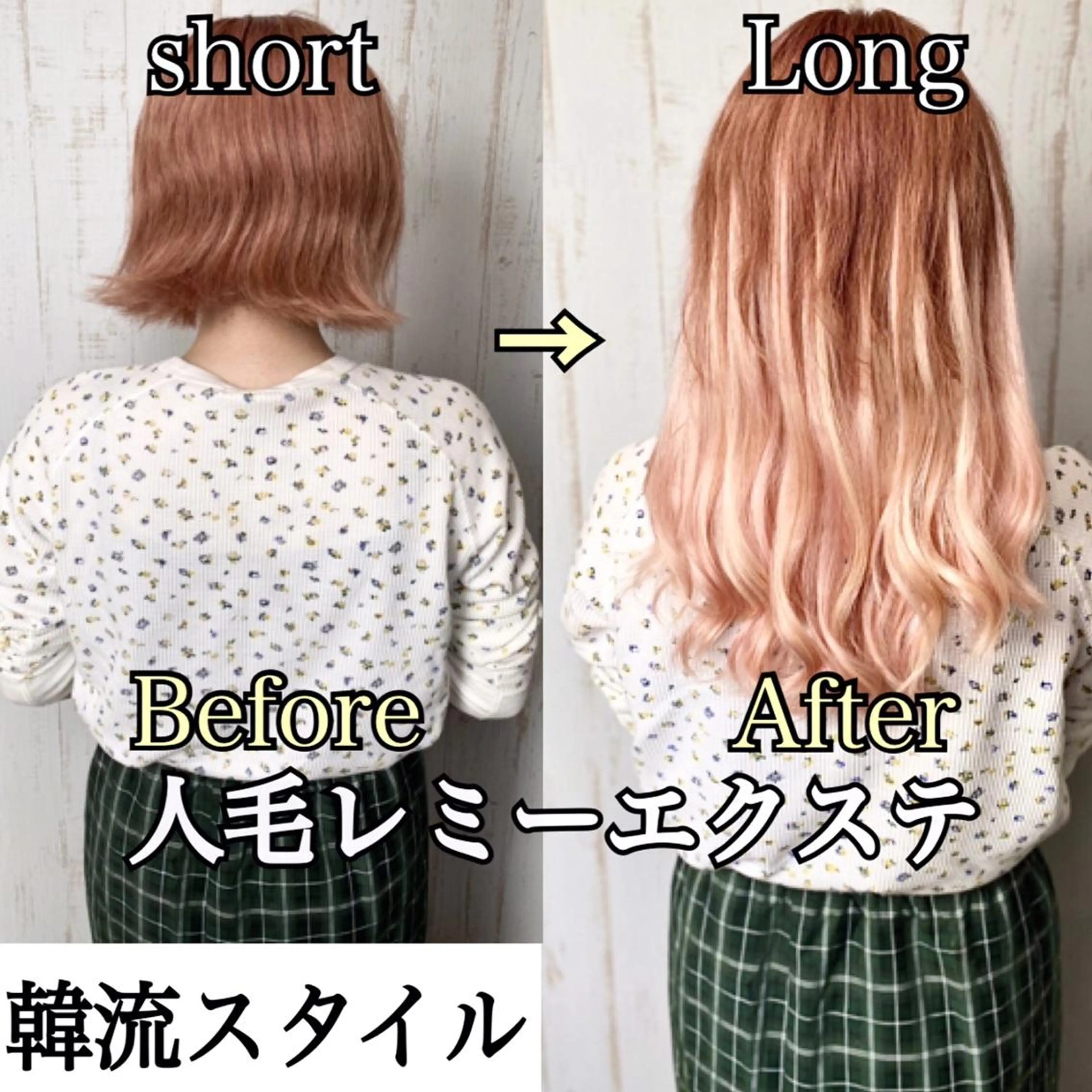 ロング カラー ヘアアレンジ チビ編み込みエクステ シールエクステのヘアスタイル
