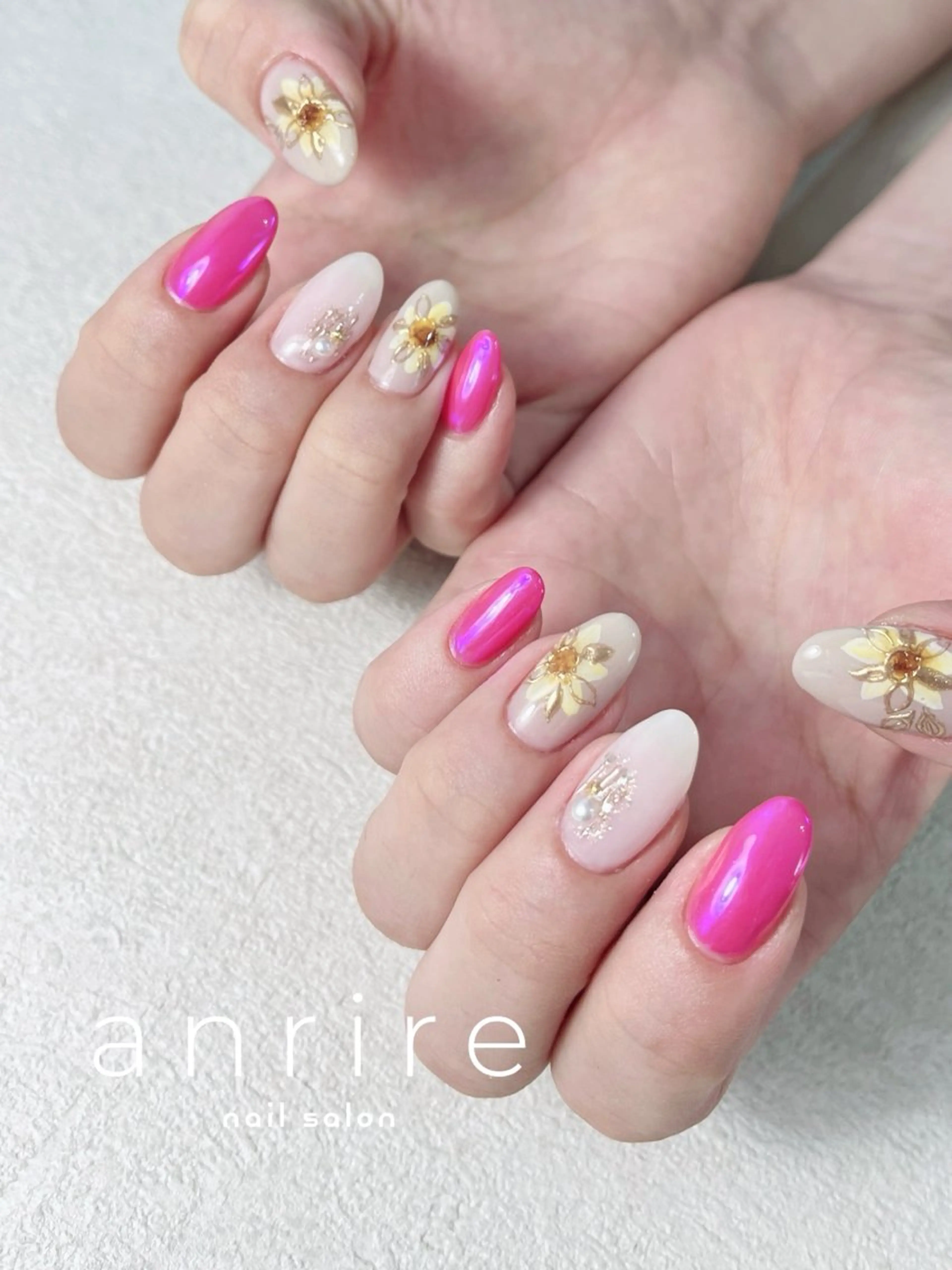 ネイル ジェルネイル キラキラネイル ラメ(グリッター) ミラーネイル パラジェル ハンドネイル nailsalon anrireのネイルデザイン