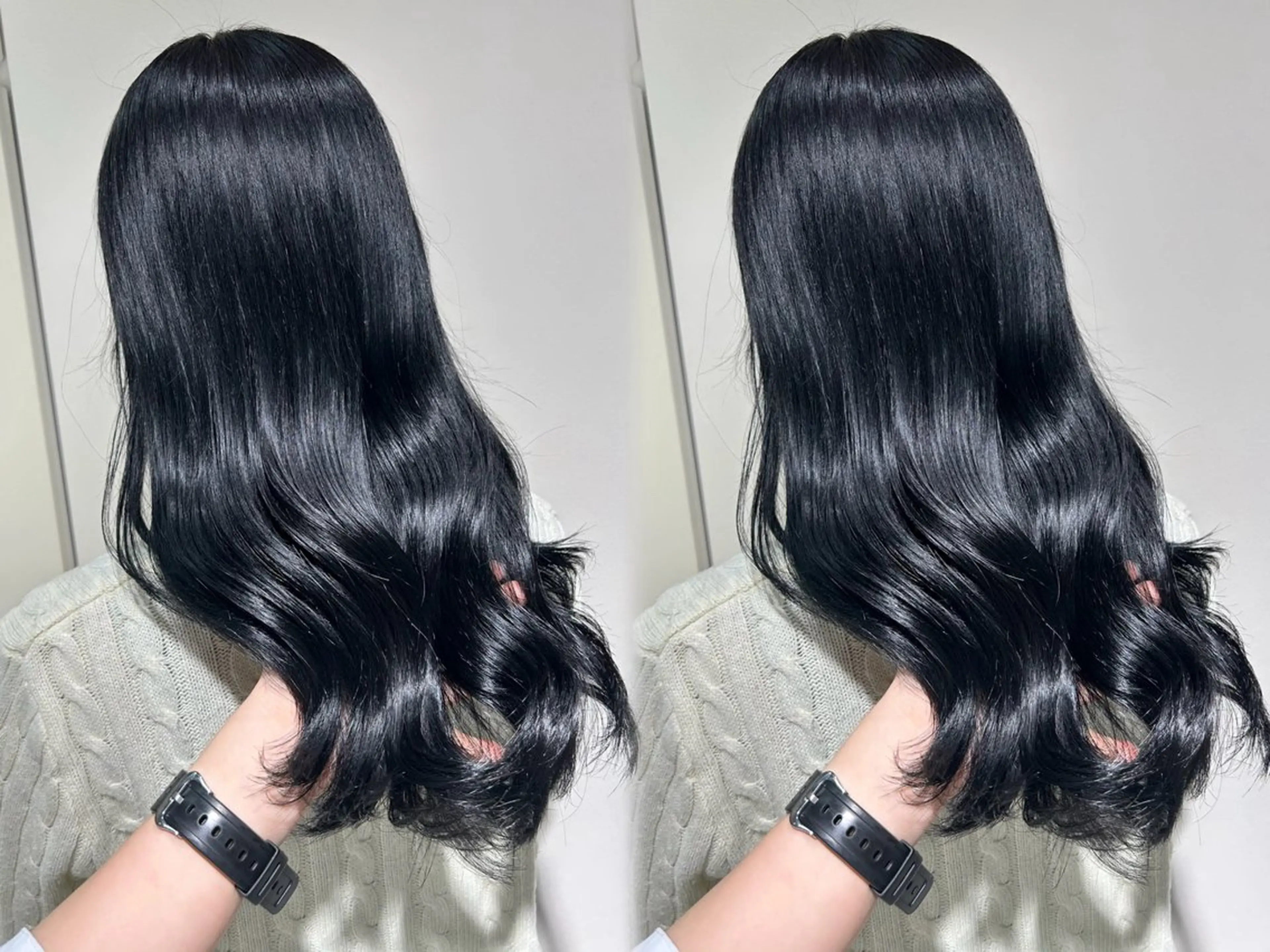 カラー 黒髪 ブルーカラー ブルーブラック 透明感カラー 透明感♡艶髪カラー/ Kazuha🎀のヘアスタイル