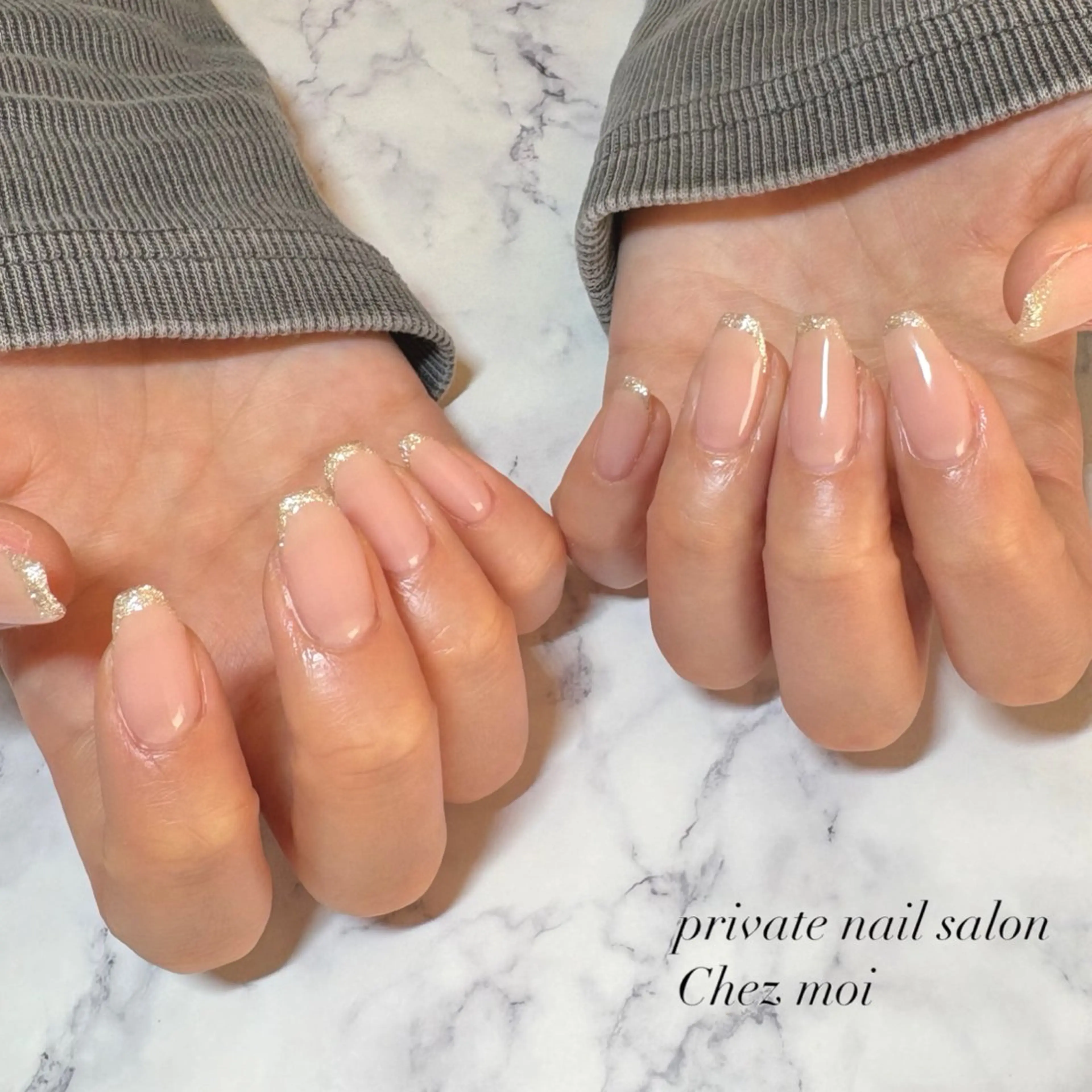 ネイル フレンチネイル ラメ(グリッター) KOMINE TOMOKOのネイルデザイン