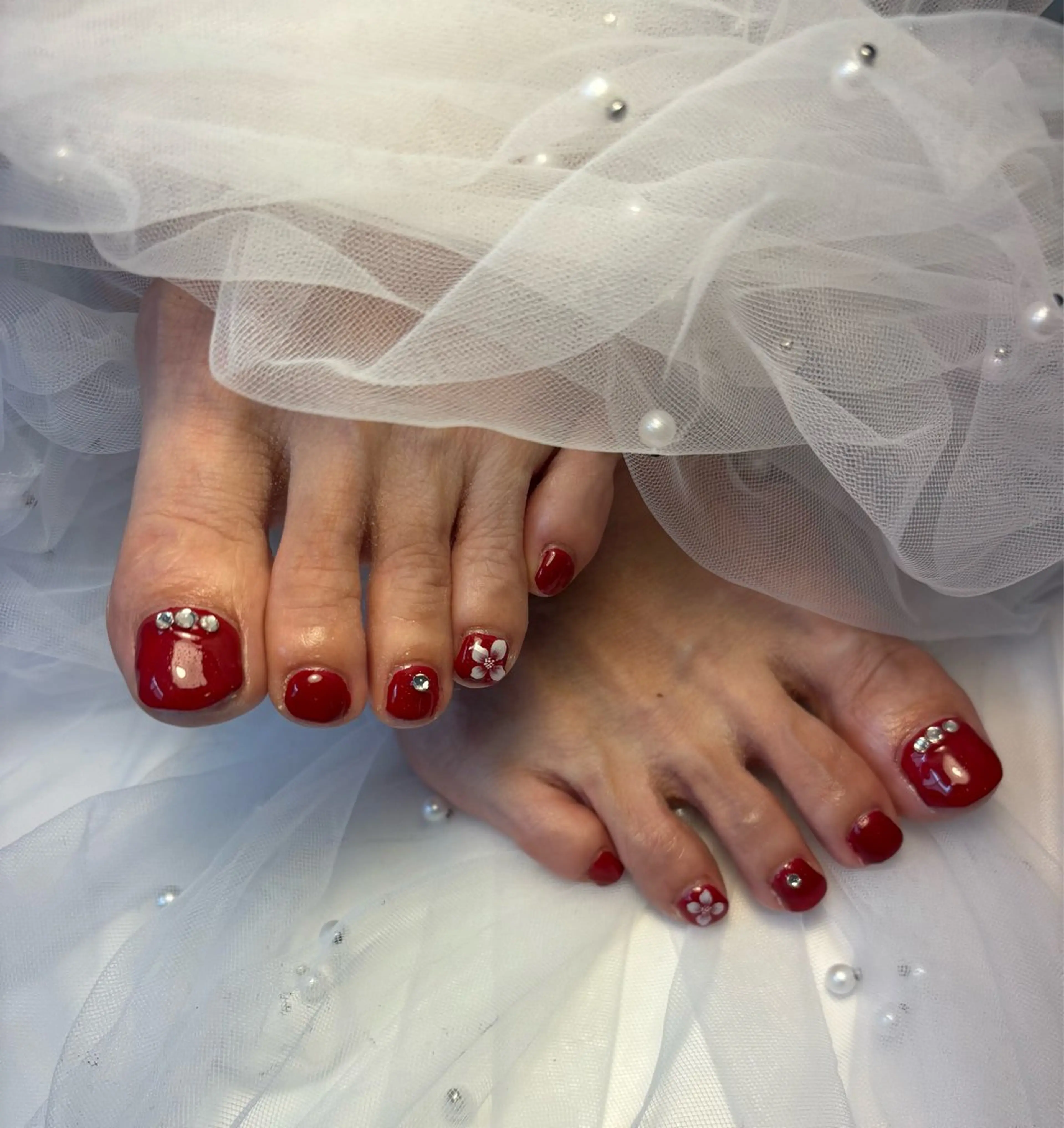 ネイル フラッシュネイル フットネイル フレンチネイル ジェルネイル ガラスフレンチ Nail salon Natulalのネイルデザイン