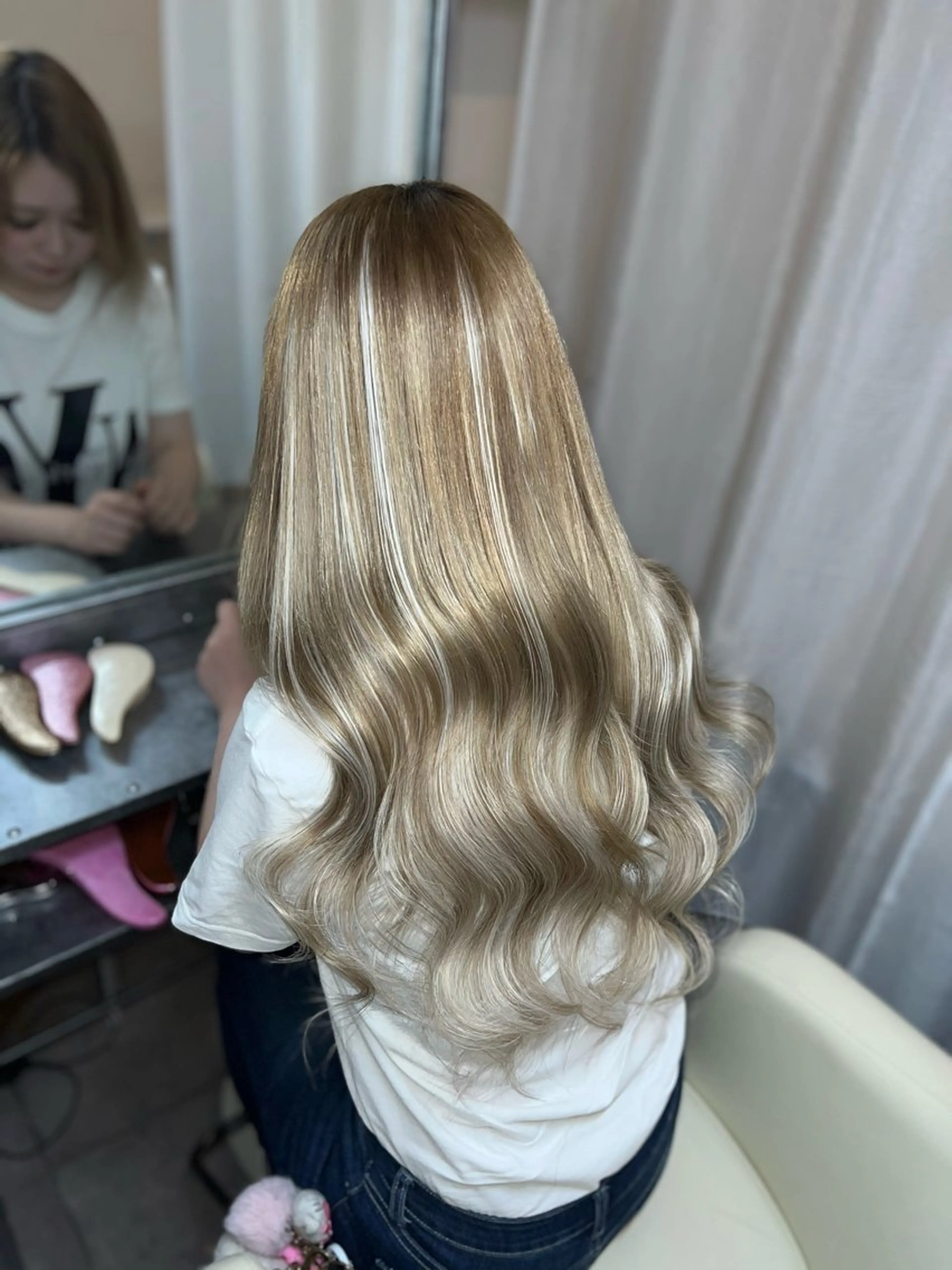 ロング ハイライト 韓国風ヘア エクステ salon COCO ここなのヘアスタイル