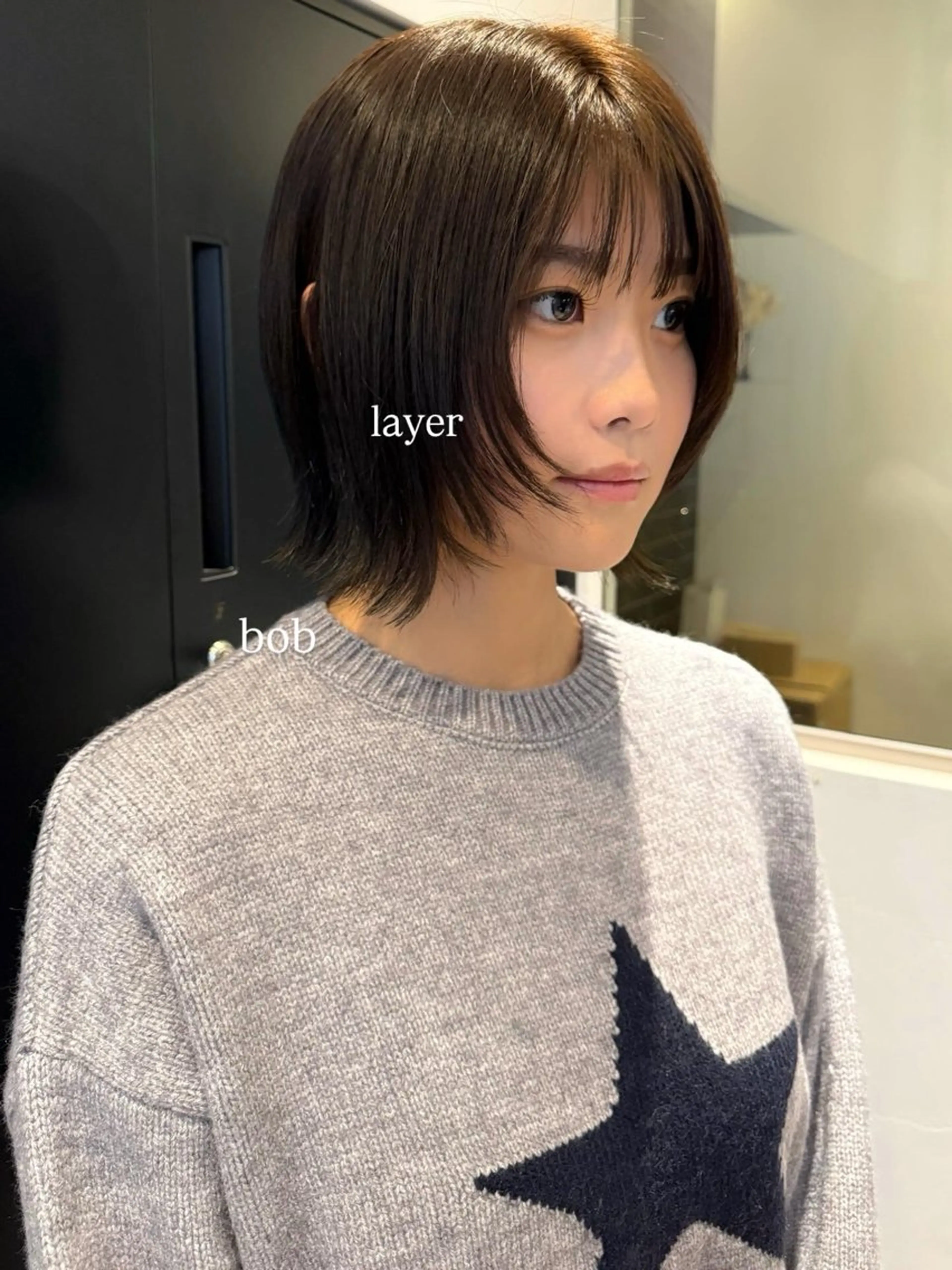 ミディアム ボブレイヤー ボブ レイヤーカット 須藤　優真 切りっぱなしボブのヘアスタイル