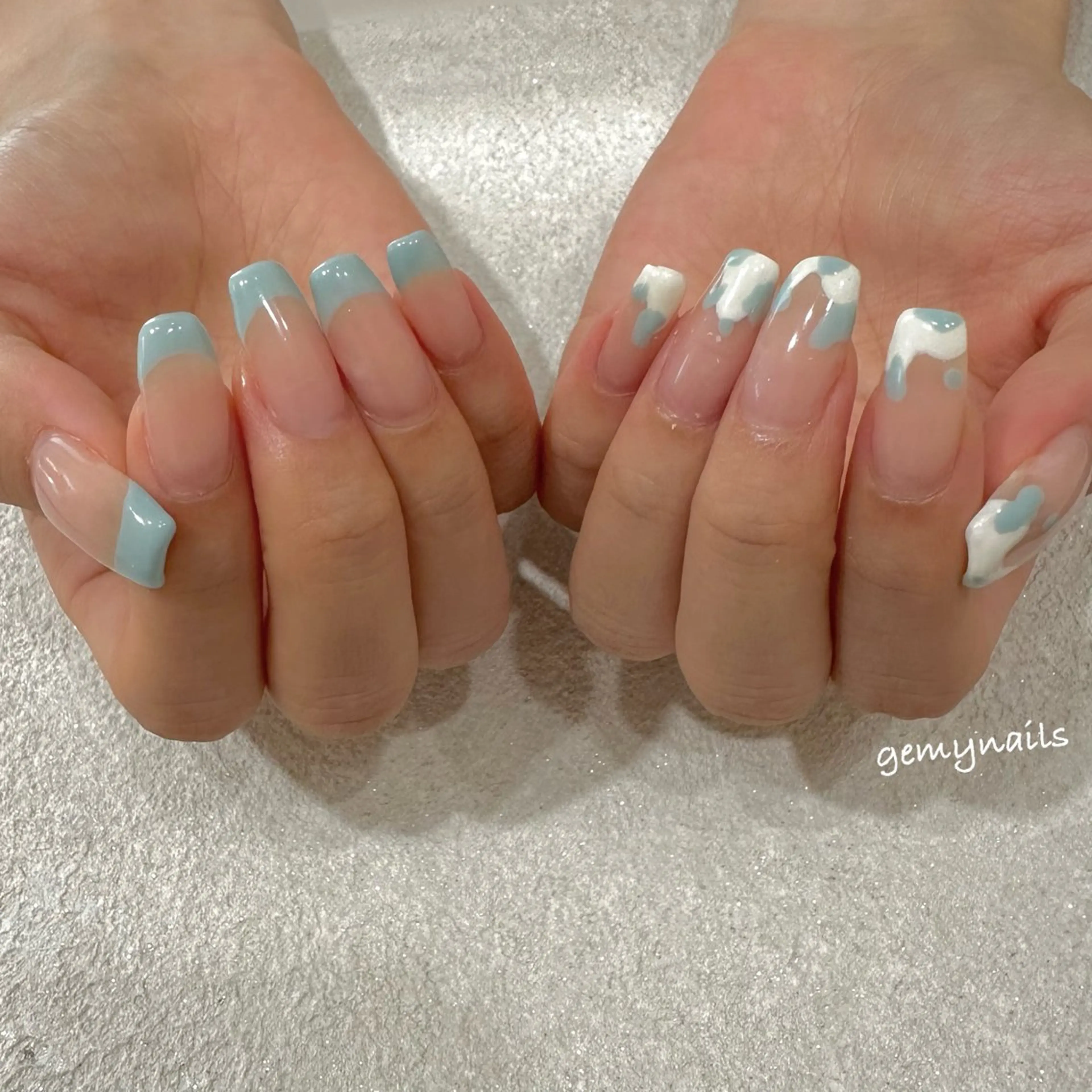 ネイル フレンチネイル 水色 private. nailsalonのネイルデザイン