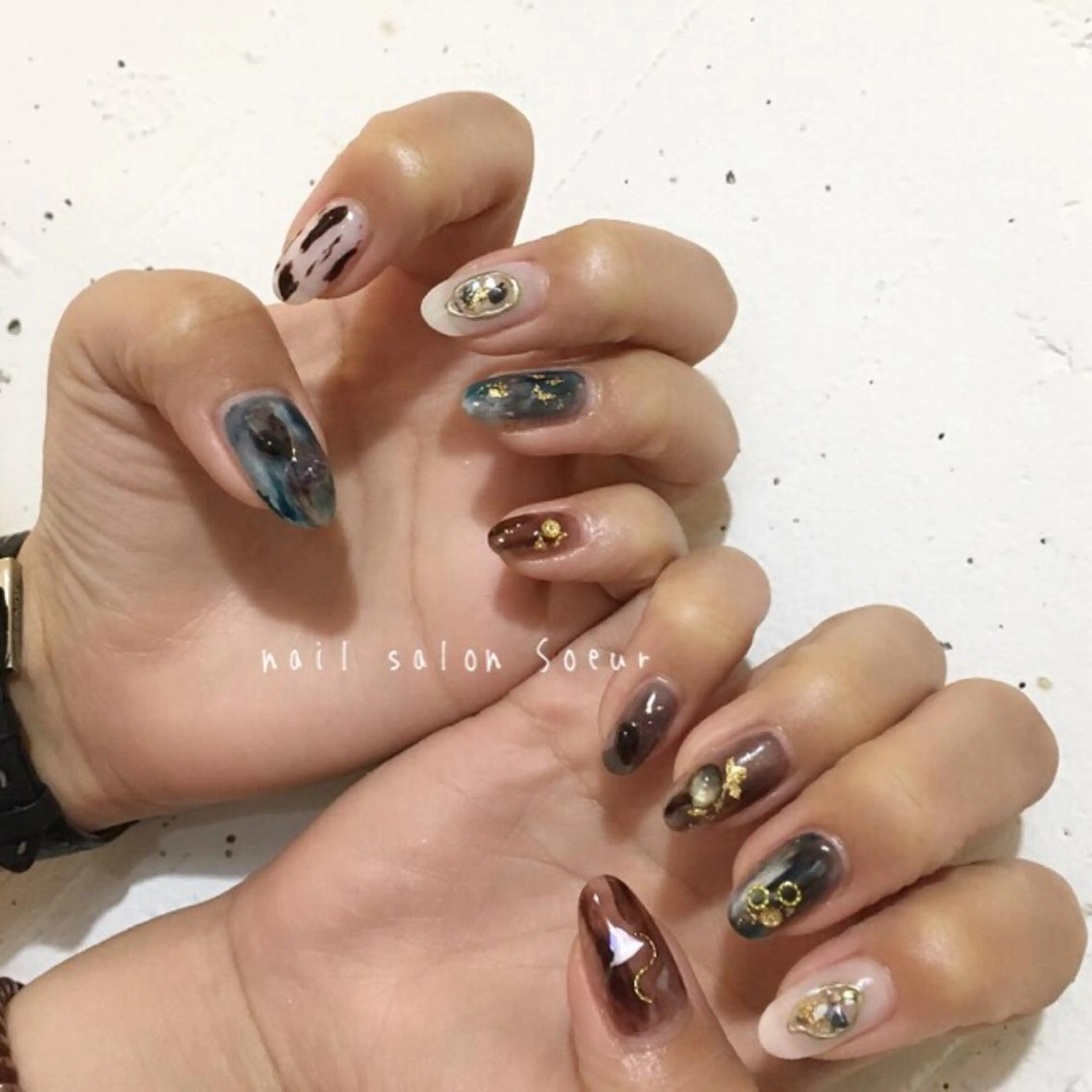 ネイル アートネイル 長さ出し ジェルネイル マットネイル ミラーネイル ハンドネイル nail salon Soeurのネイルデザイン