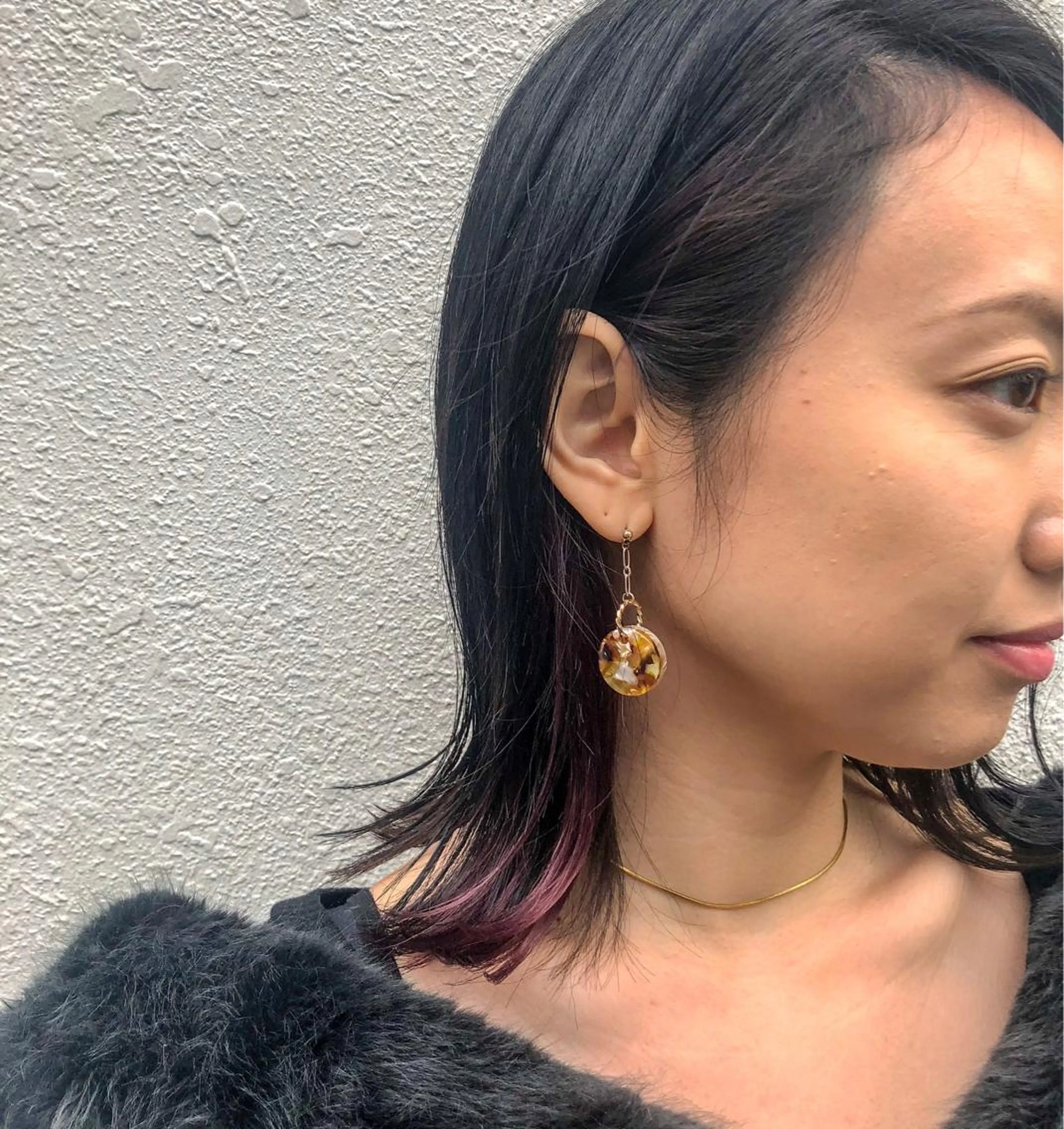 ミディアム カラー パーマ ヘアアレンジ インナーカラー ピンクカラー 【白髪ぼかし 専門GBG】自由が丘のヘアスタイル