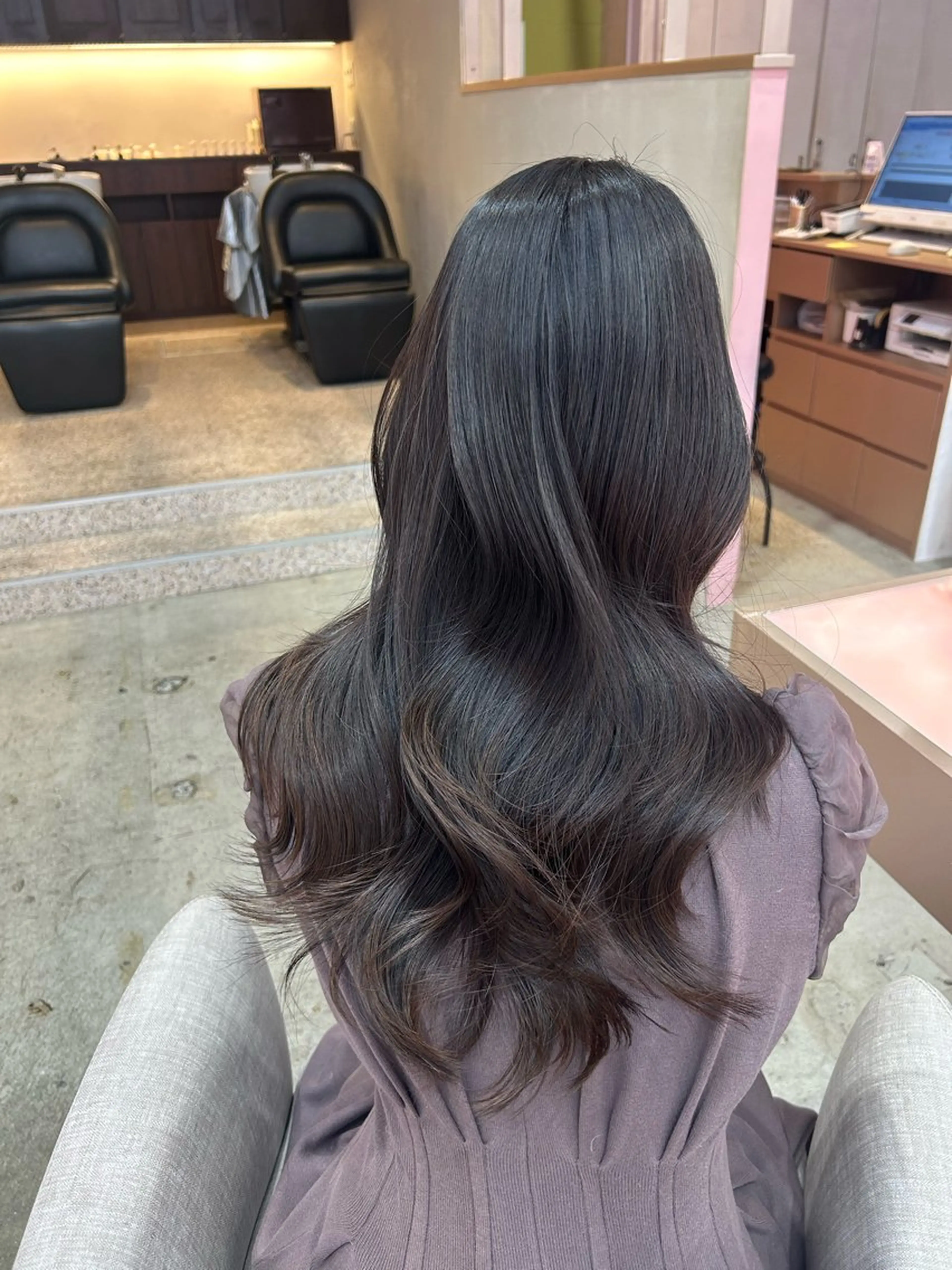 ロング Miu 名古屋カット ミディアム/ピンク髪のヘアスタイル