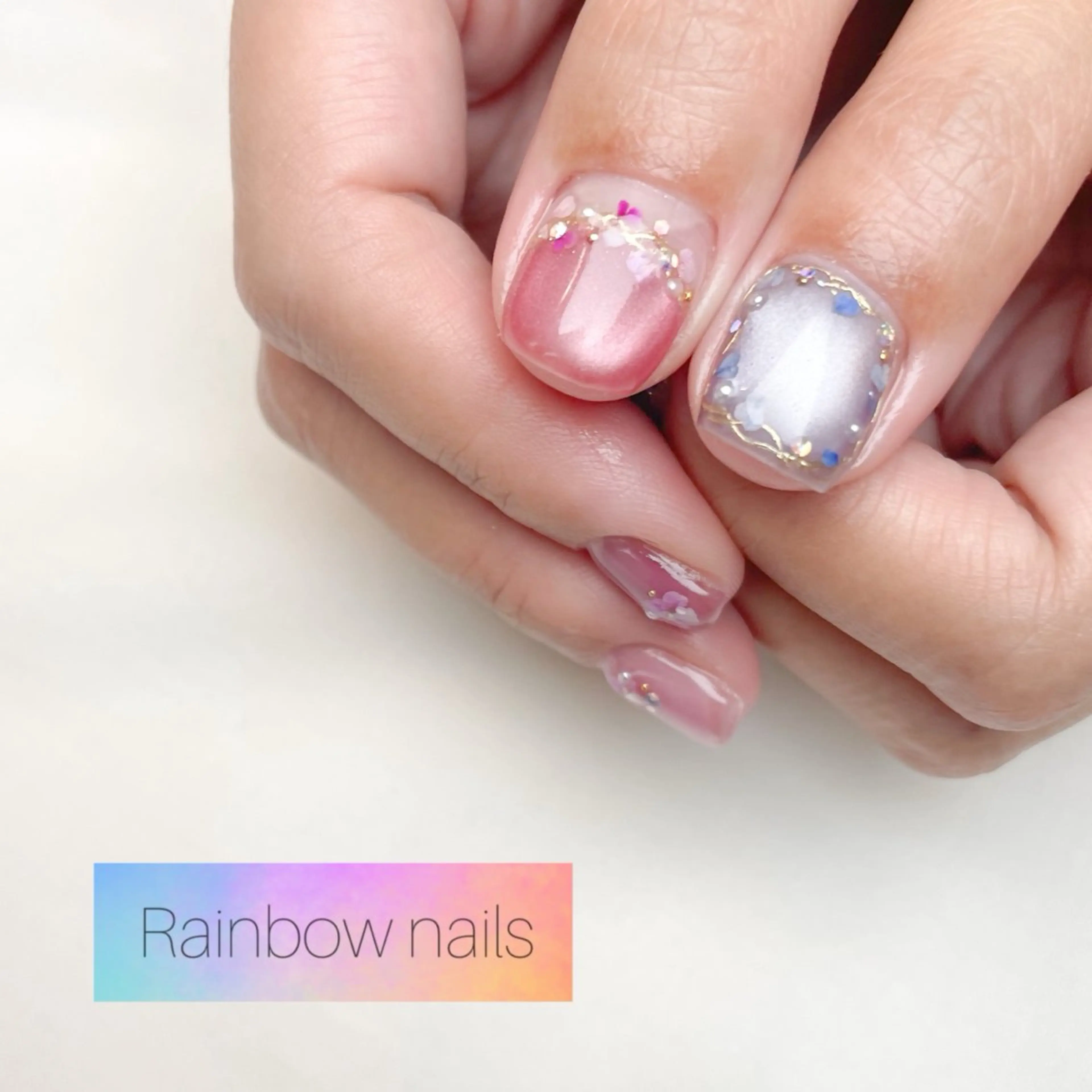 ネイル Rainbow nailsくろちゃんのネイルデザイン