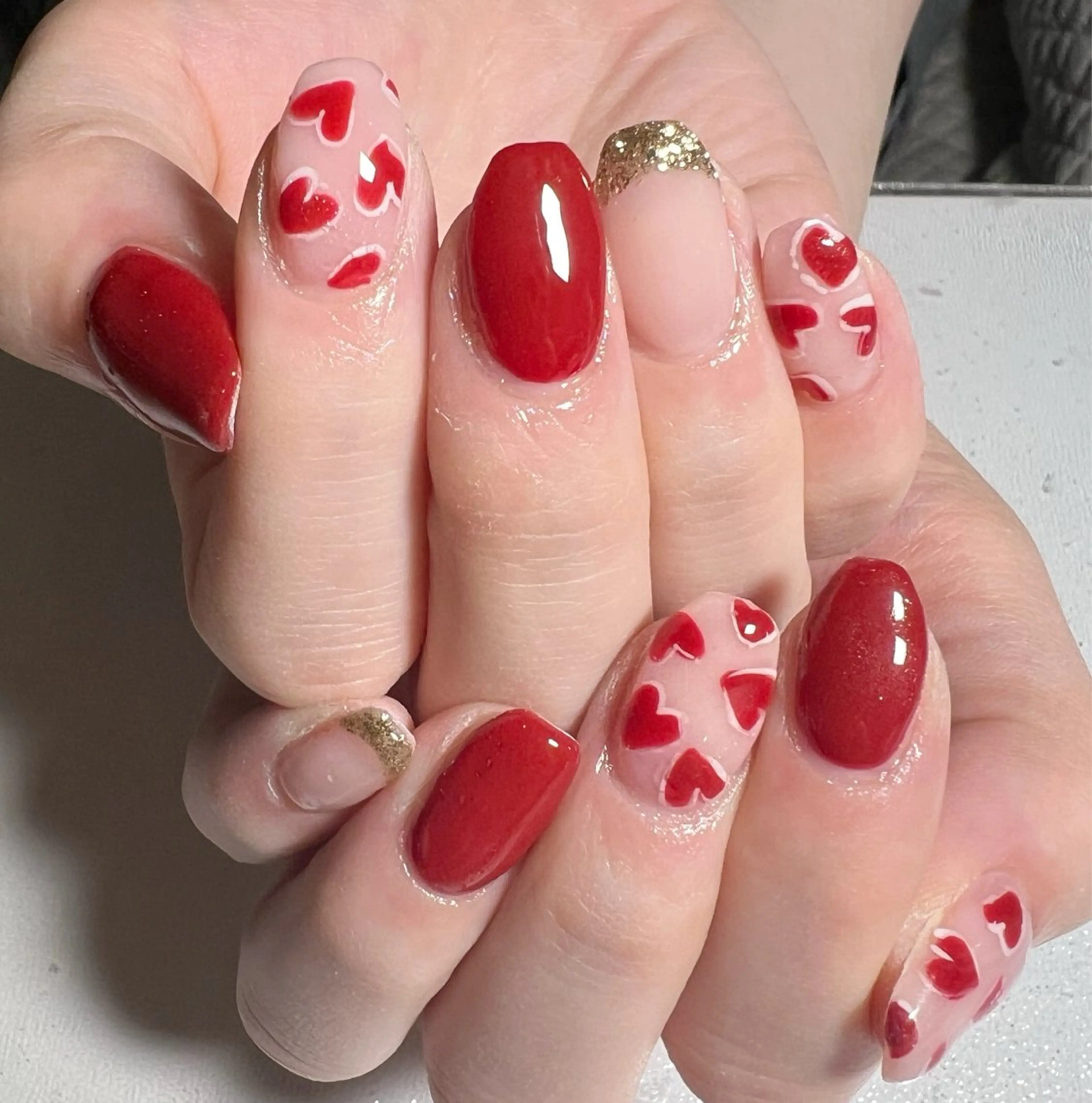 ネイル ハート バレンタイン ハンドネイル private salon mieのネイルデザイン