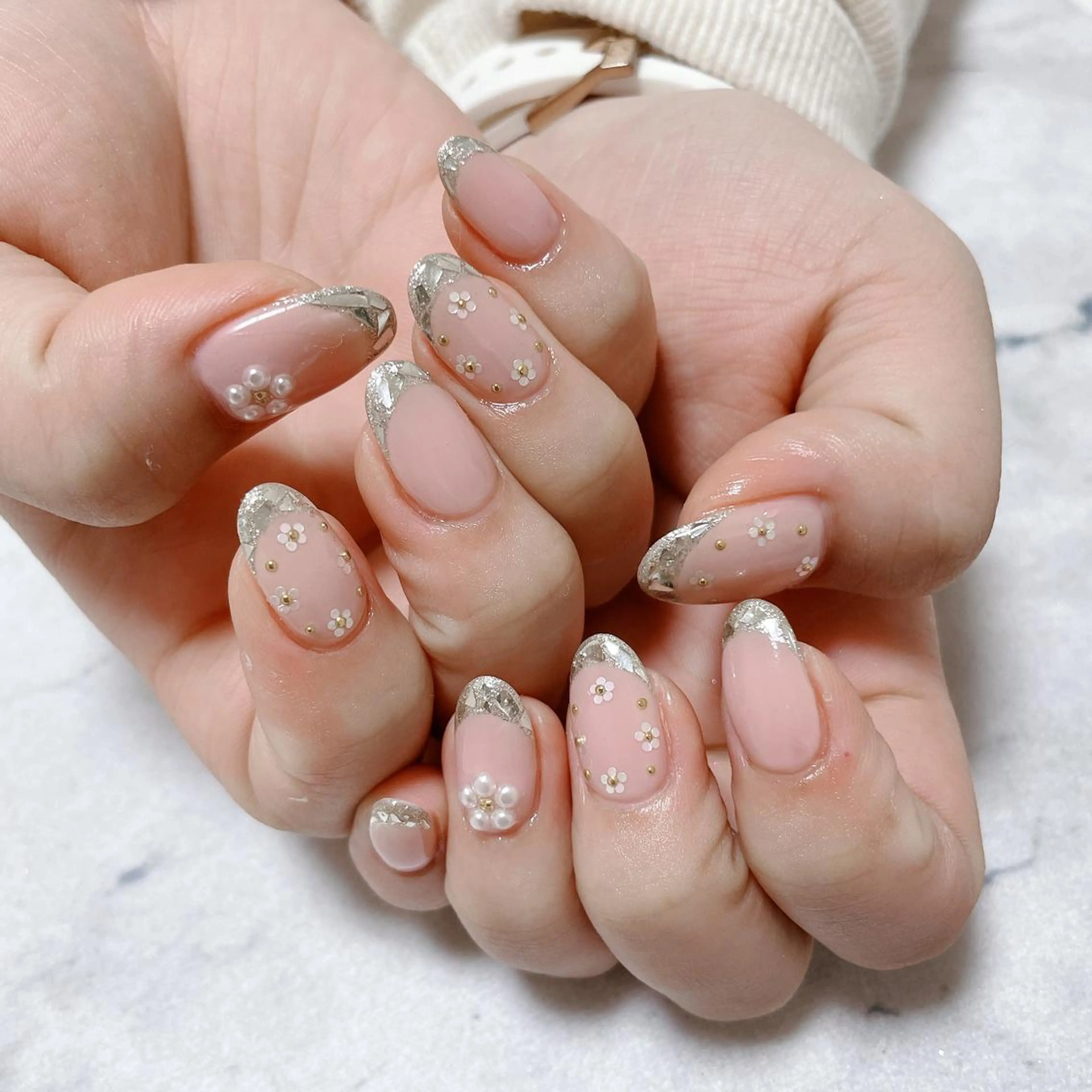 ネイル フレンチネイル ガラスフレンチ Jeremy ♡ HARUKAのネイルデザイン