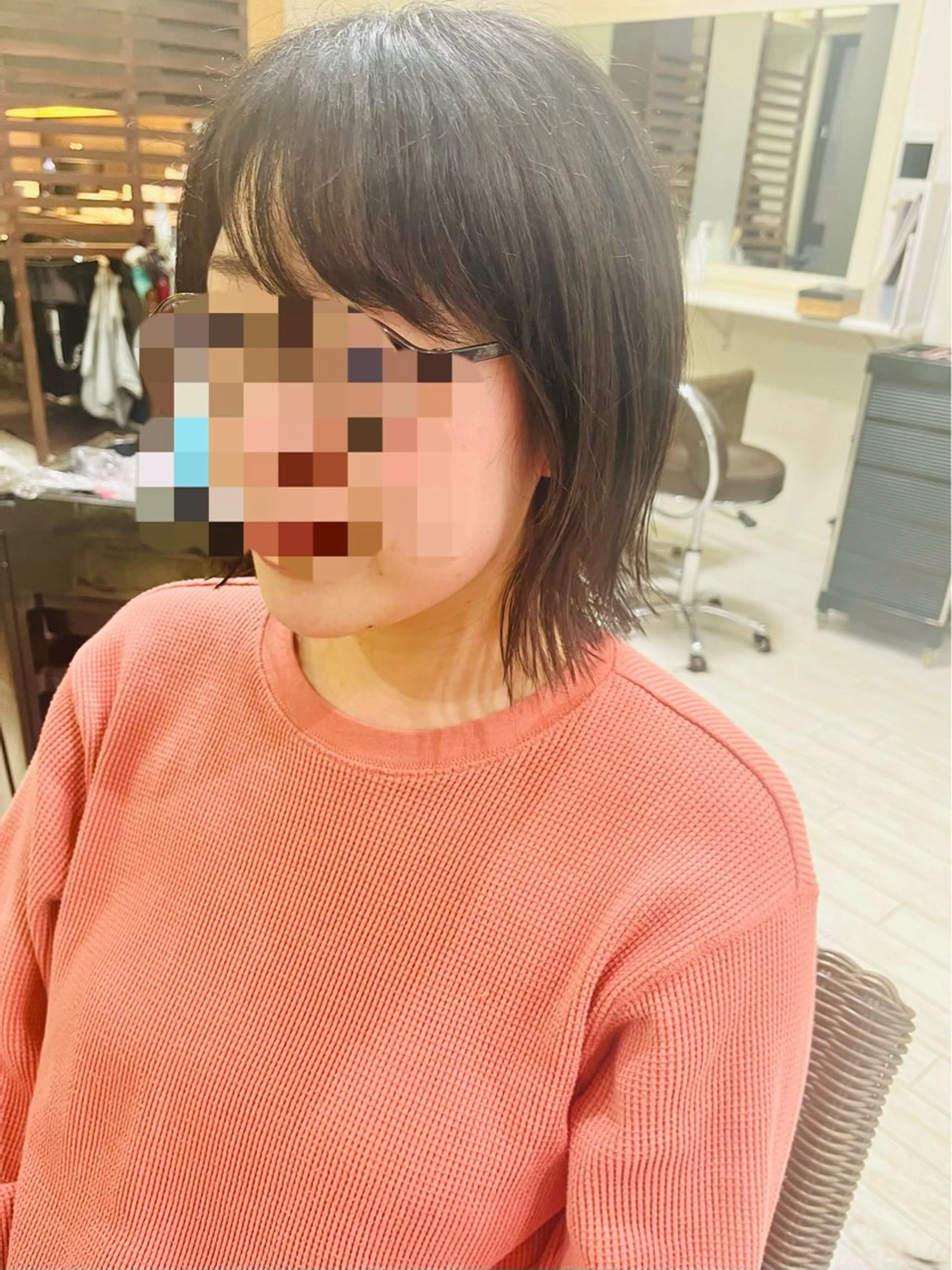 ミディアム 縮毛矯正 カット ママ美容師 *ヒマワリのヘアスタイル